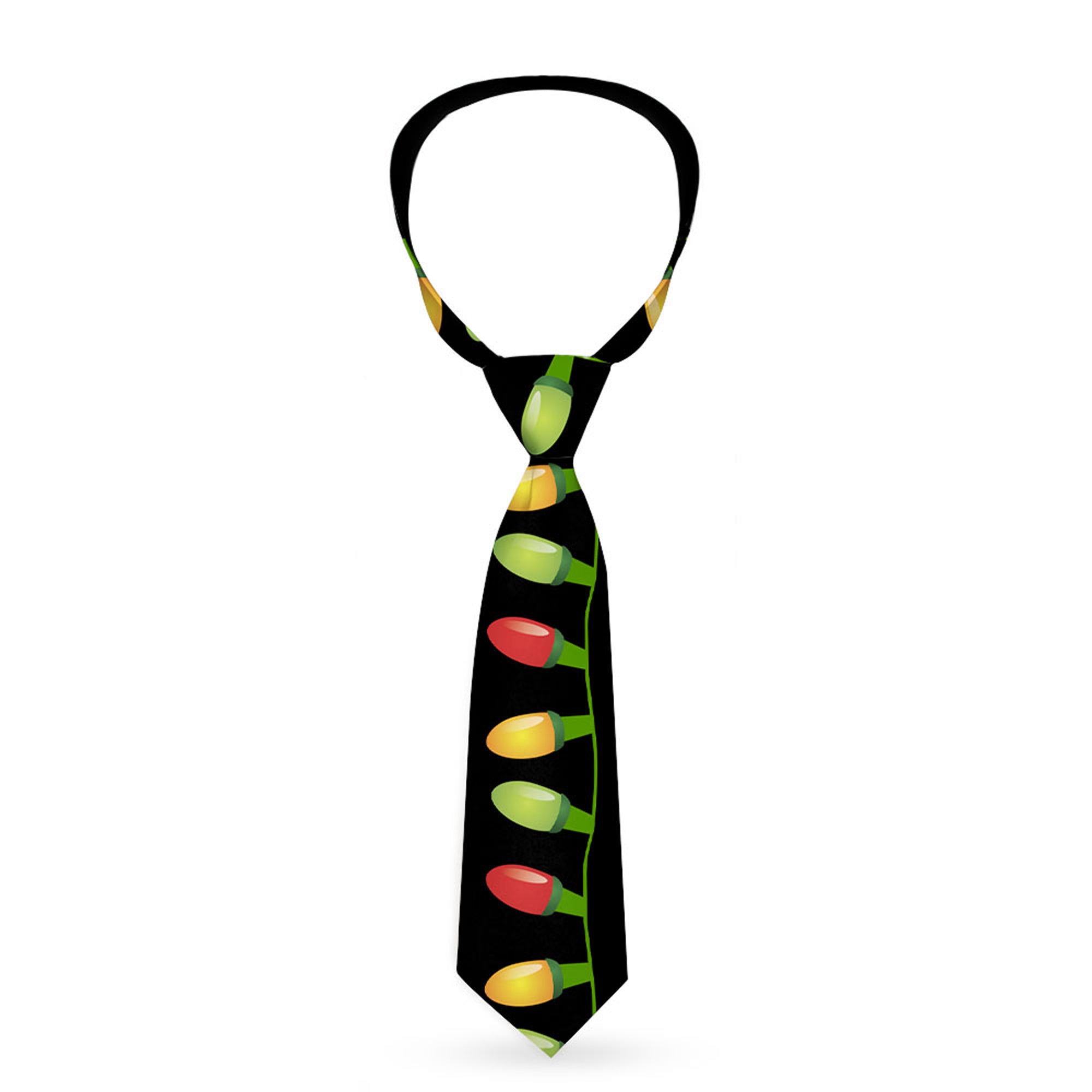 Buckle-Down Necktie - Christmas Lights Black/Multi Color Neckties Buckle-Down