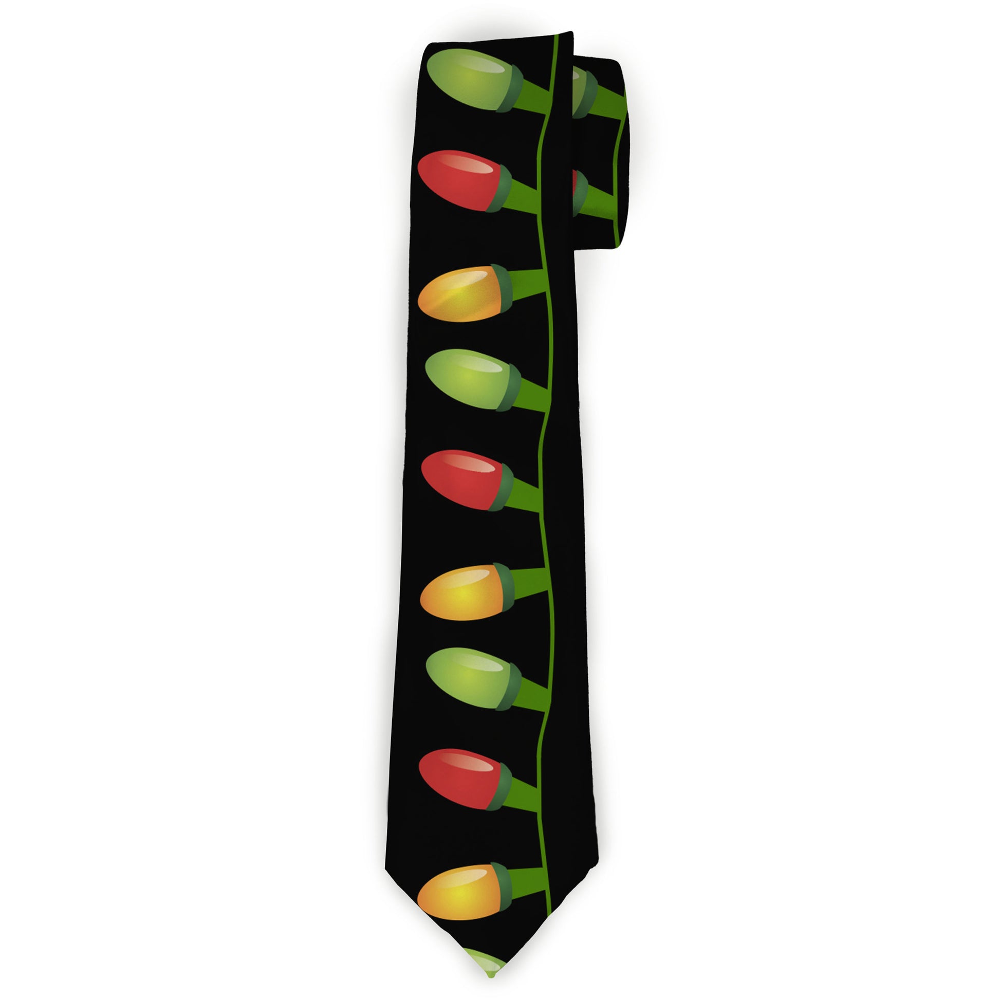 Buckle-Down Necktie - Christmas Lights Black/Multi Color Neckties Buckle-Down
