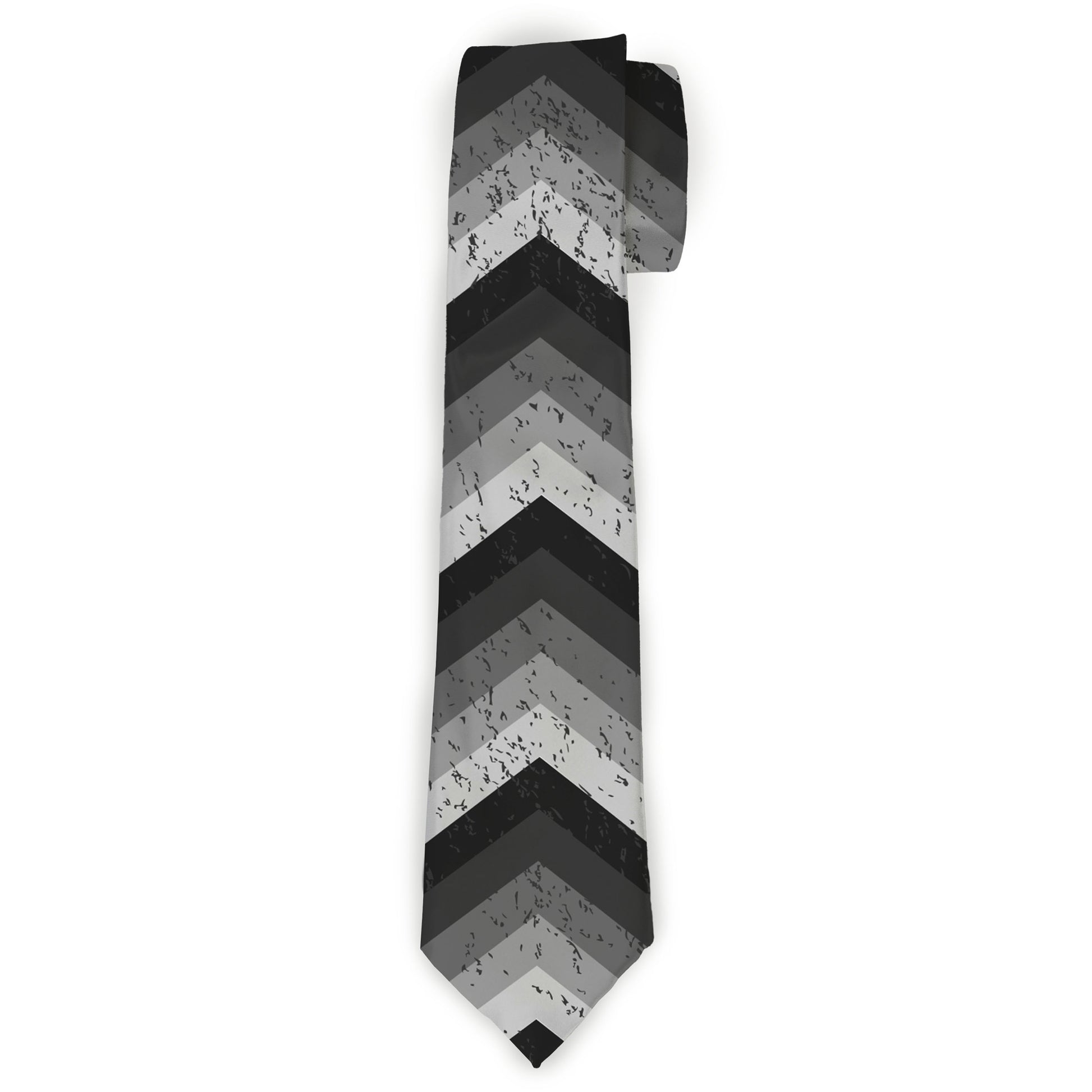 Buckle-Down Necktie - Chevron Weathered Black/Grays Neckties Buckle-Down