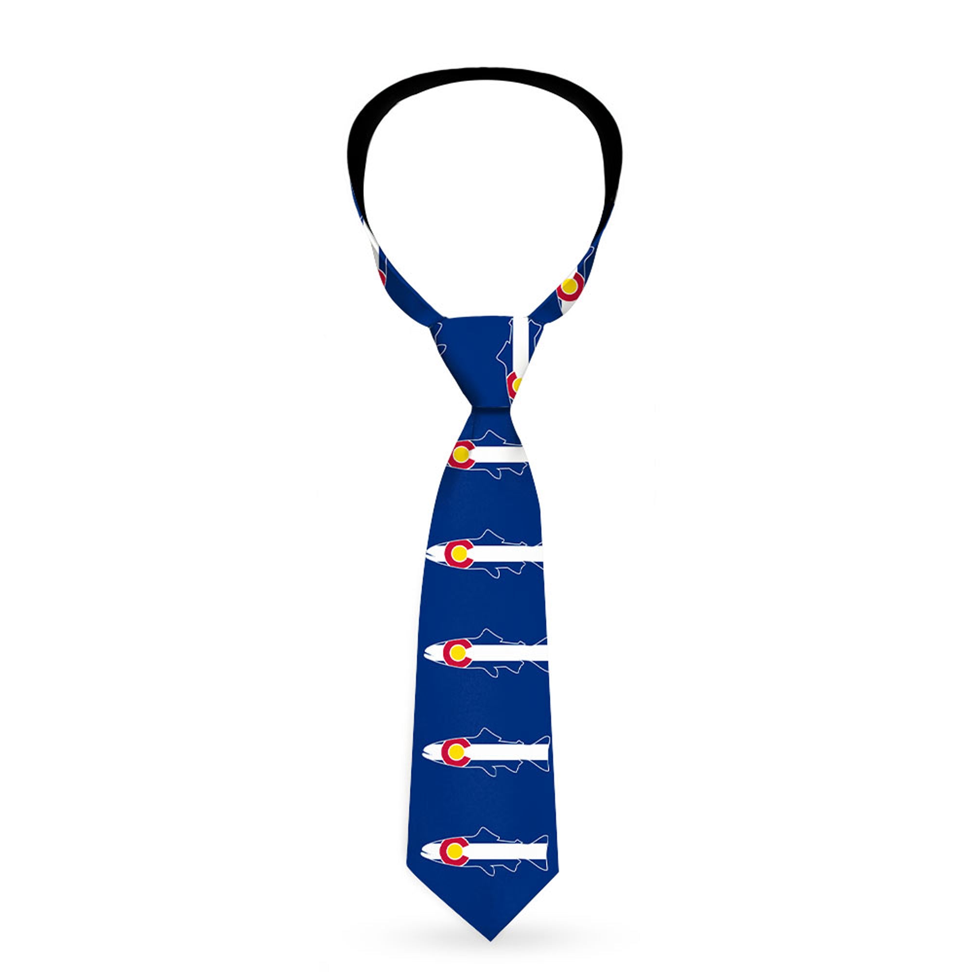 Buckle-Down Necktie - Colorado Trout Flag Blue/White/Red/Yellow Neckties Buckle-Down