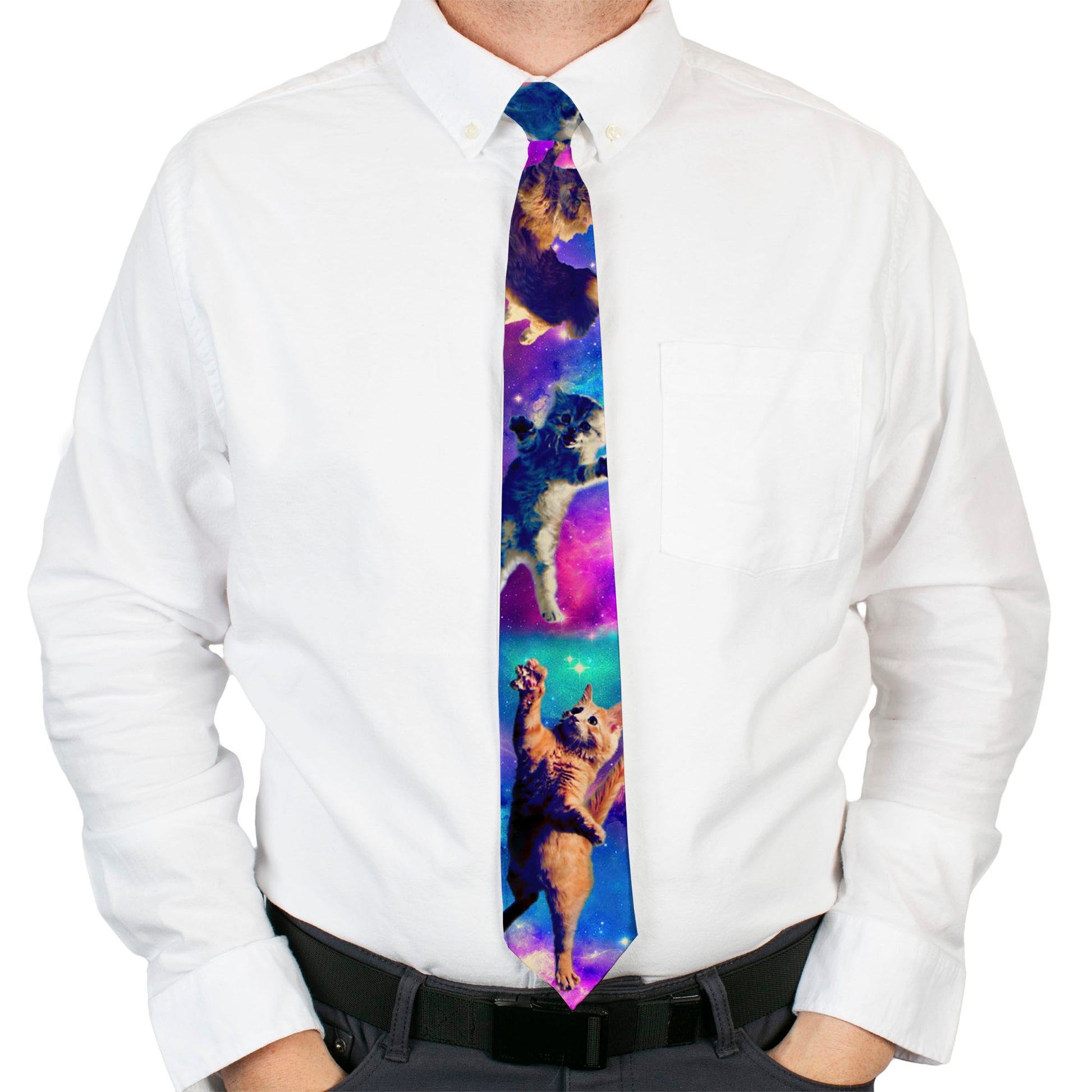 Necktie Standard - Cats in Space Pinks/Blues Neckties Buckle-Down