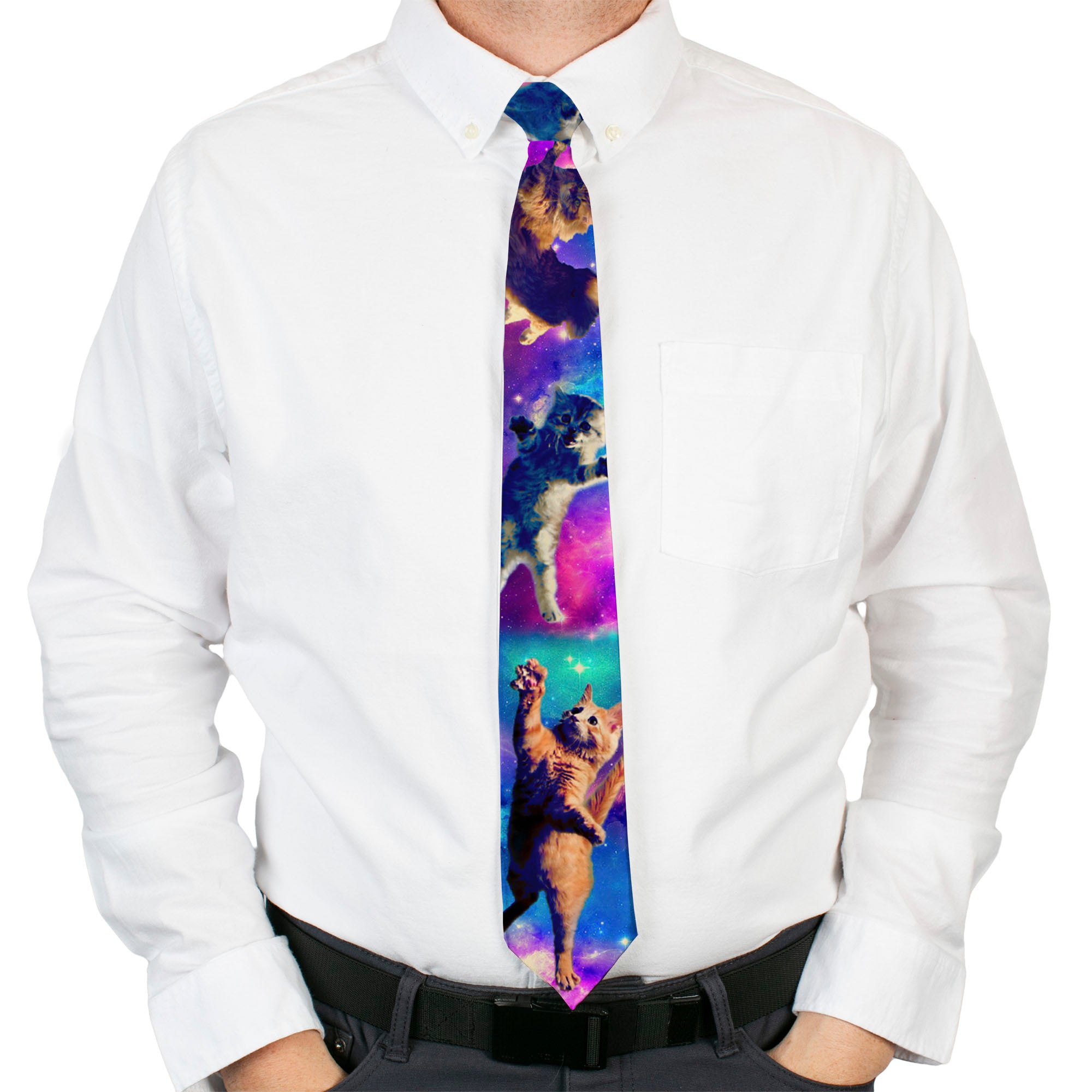 Necktie Standard - Cats in Space Pinks/Blues Neckties Buckle-Down