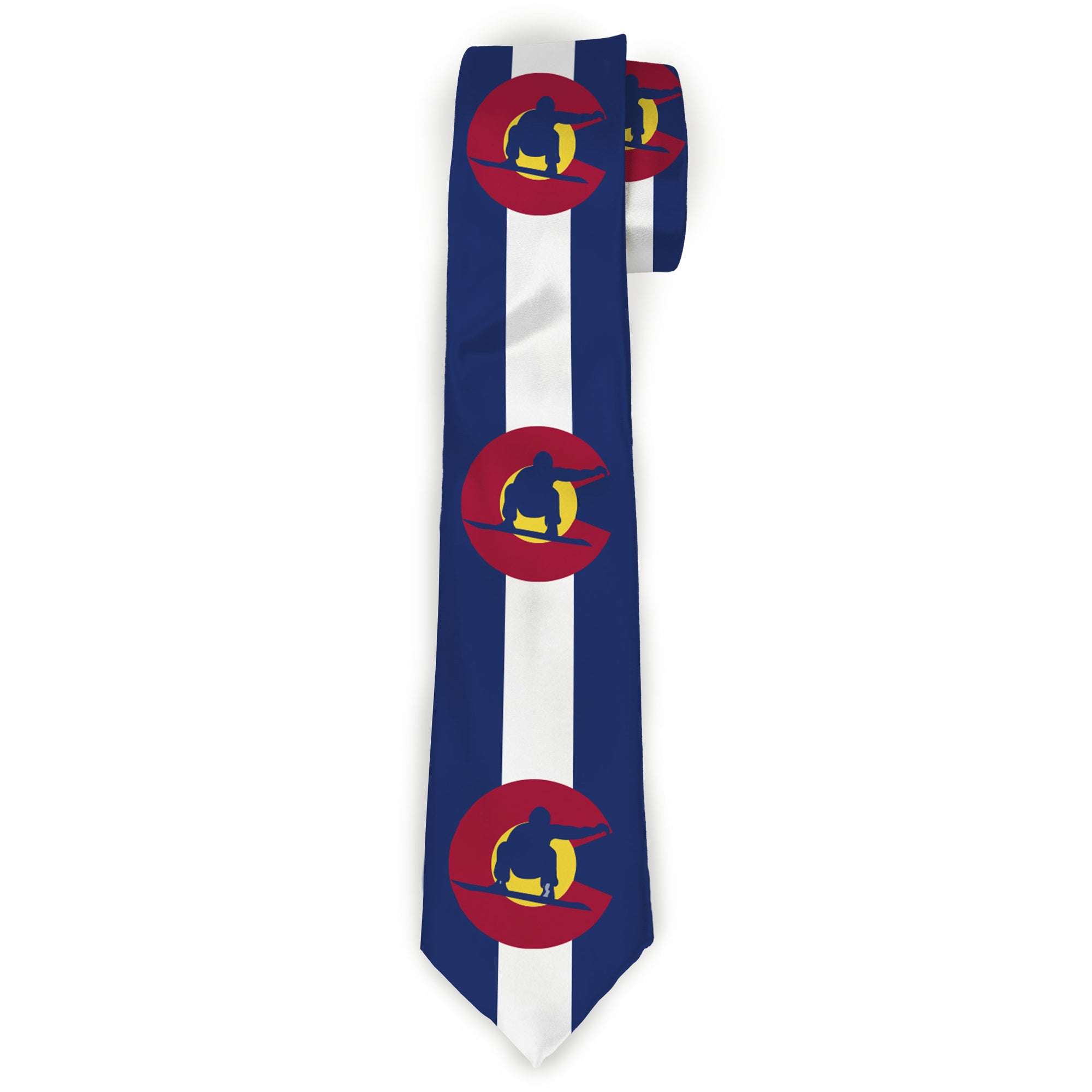 Buckle-Down Necktie - Colorado Flag/Snowboarder Blue/White/Red/Yellow Neckties Buckle-Down