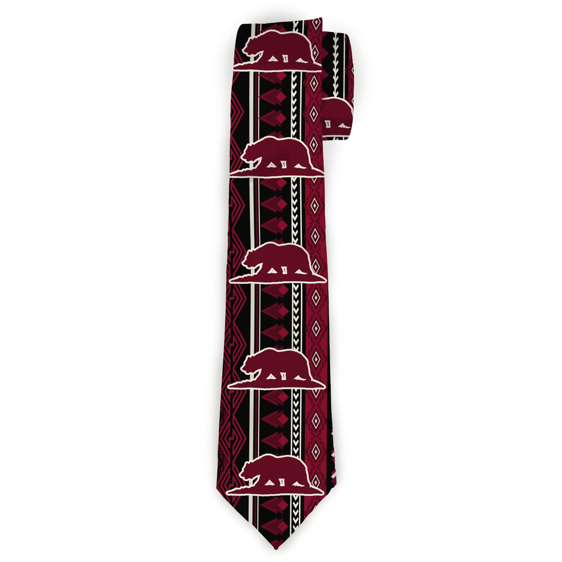 Buckle-Down Necktie - Cali Bear/Aztec4 Black/Dark Reds/Cream Neckties Buckle-Down