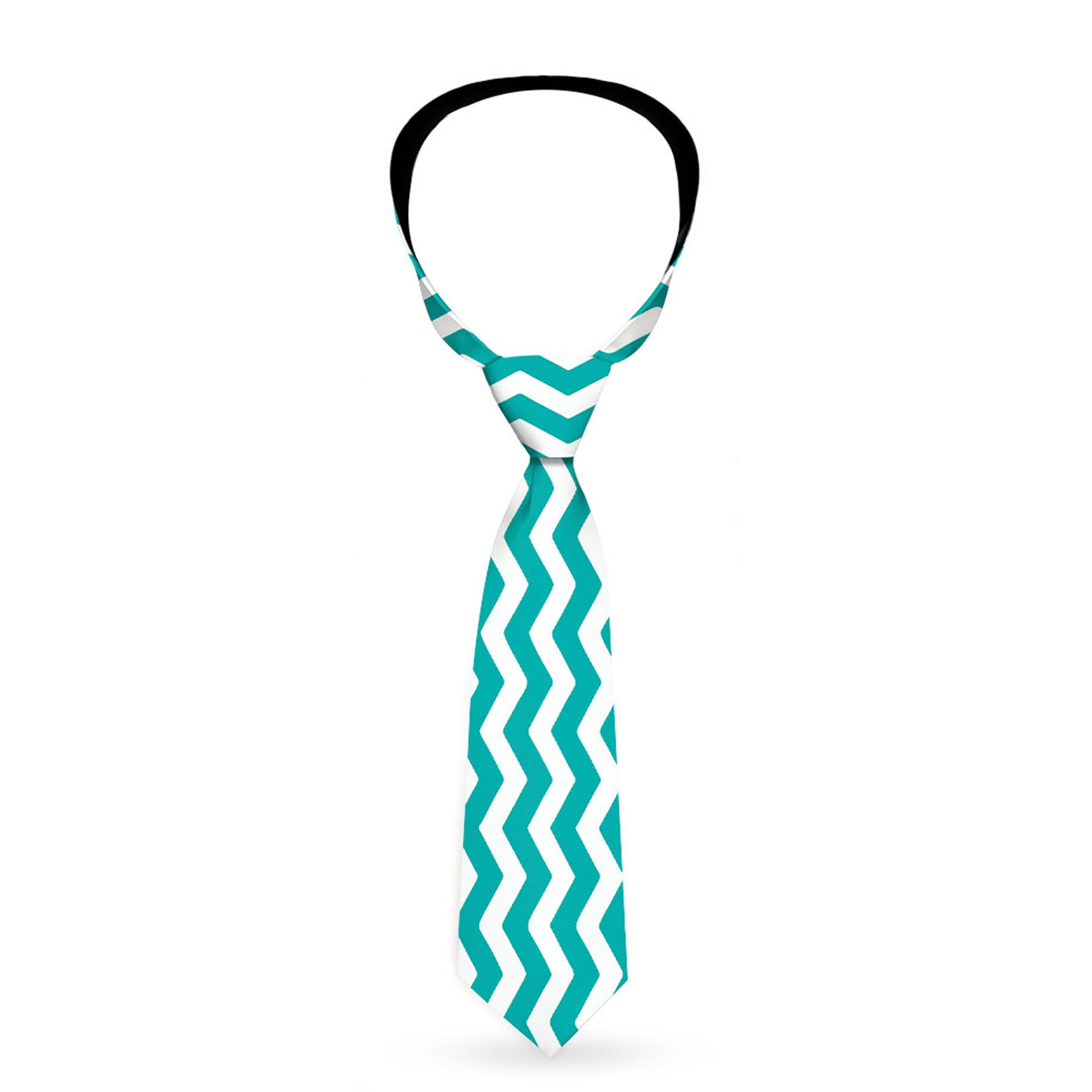 Buckle-Down Necktie - Chevron Stripe White/Teal Neckties Buckle-Down