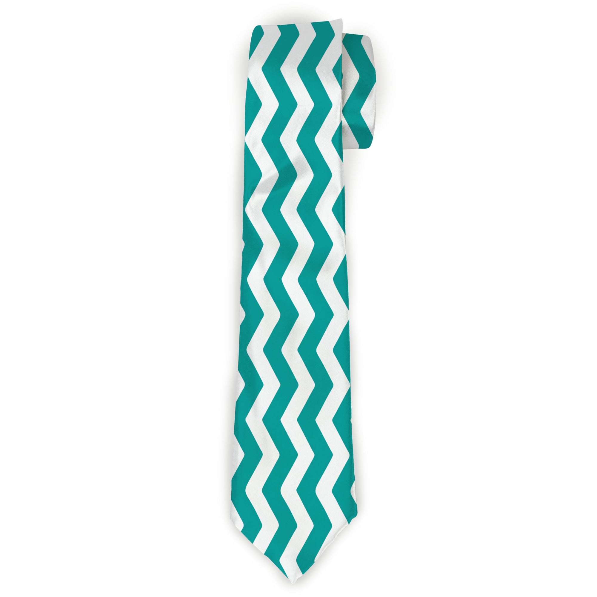 Buckle-Down Necktie - Chevron Stripe White/Teal Neckties Buckle-Down