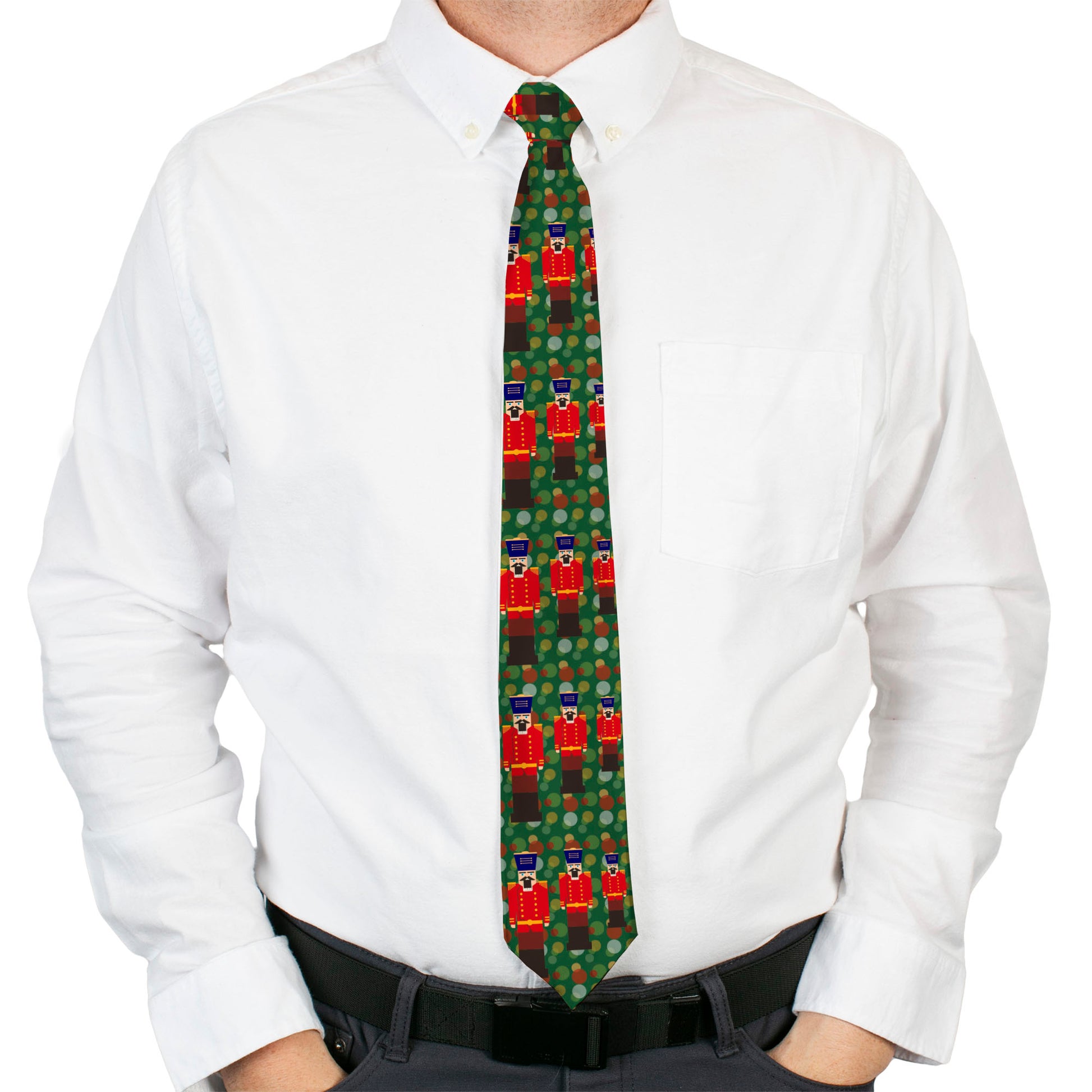 Buckle-Down Necktie - Christmas Nutcracker/Polka Dots Greens/Gold/Red Neckties Buckle-Down