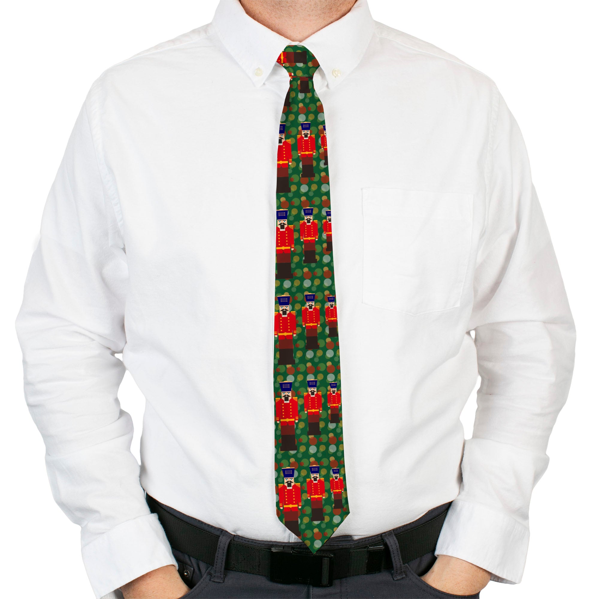 Buckle-Down Necktie - Christmas Nutcracker/Polka Dots Greens/Gold/Red Neckties Buckle-Down