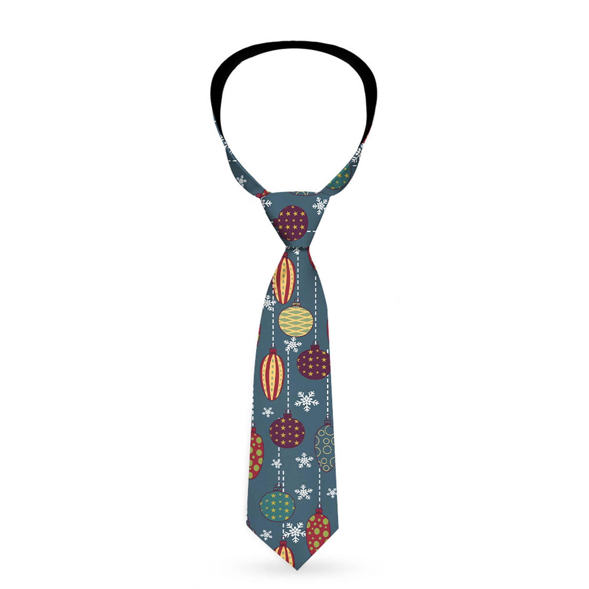 Buckle-Down Necktie - Christmas Ornaments/Snowflakes Blue/White/Multi Color Neckties Buckle-Down