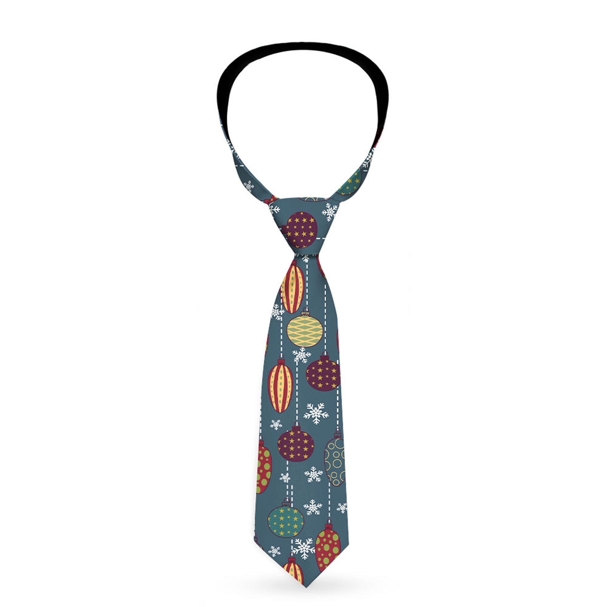 Buckle-Down Necktie - Christmas Ornaments/Snowflakes Blue/White/Multi Color Neckties Buckle-Down