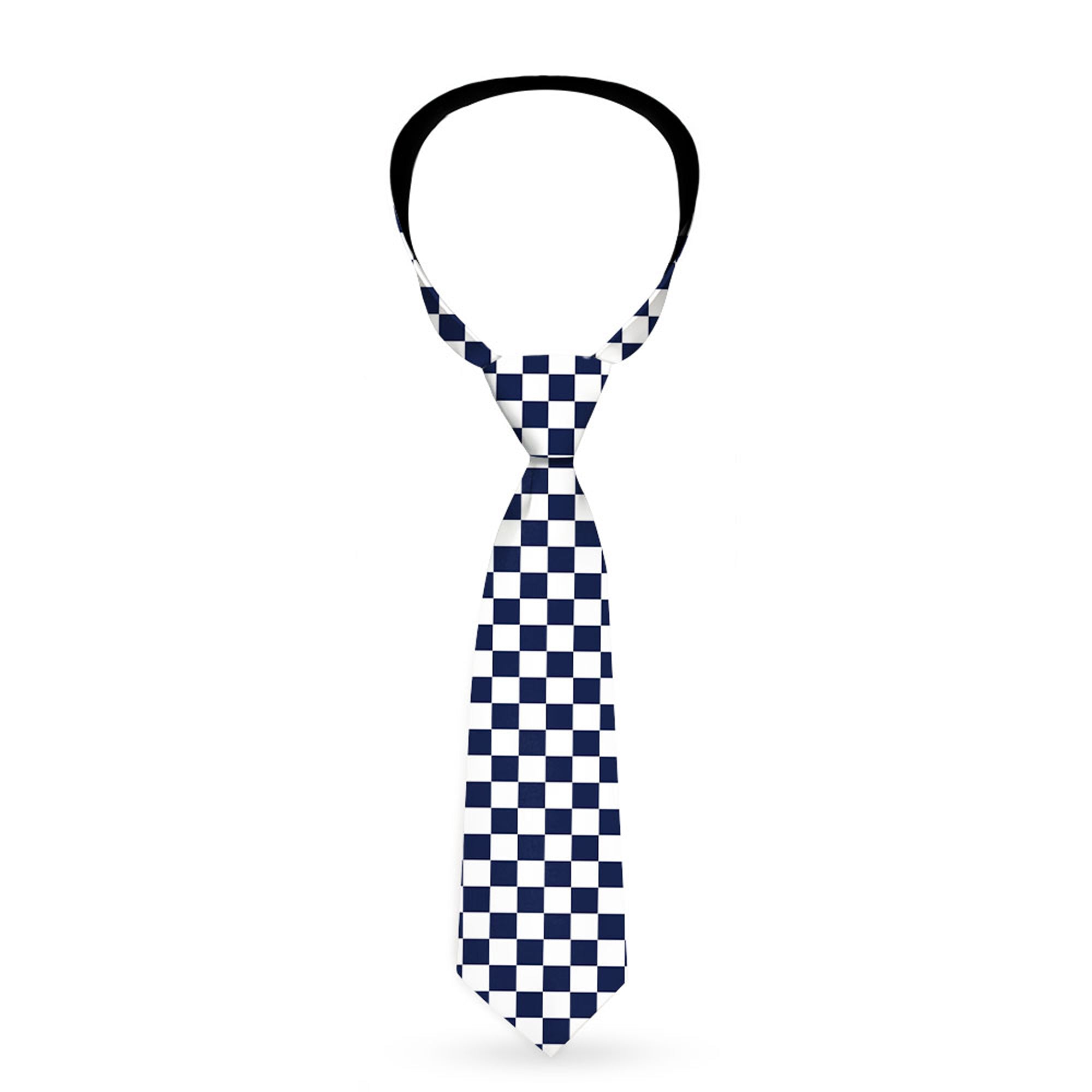 Buckle-Down Necktie - Checker Midnight Blue/White Neckties Buckle-Down