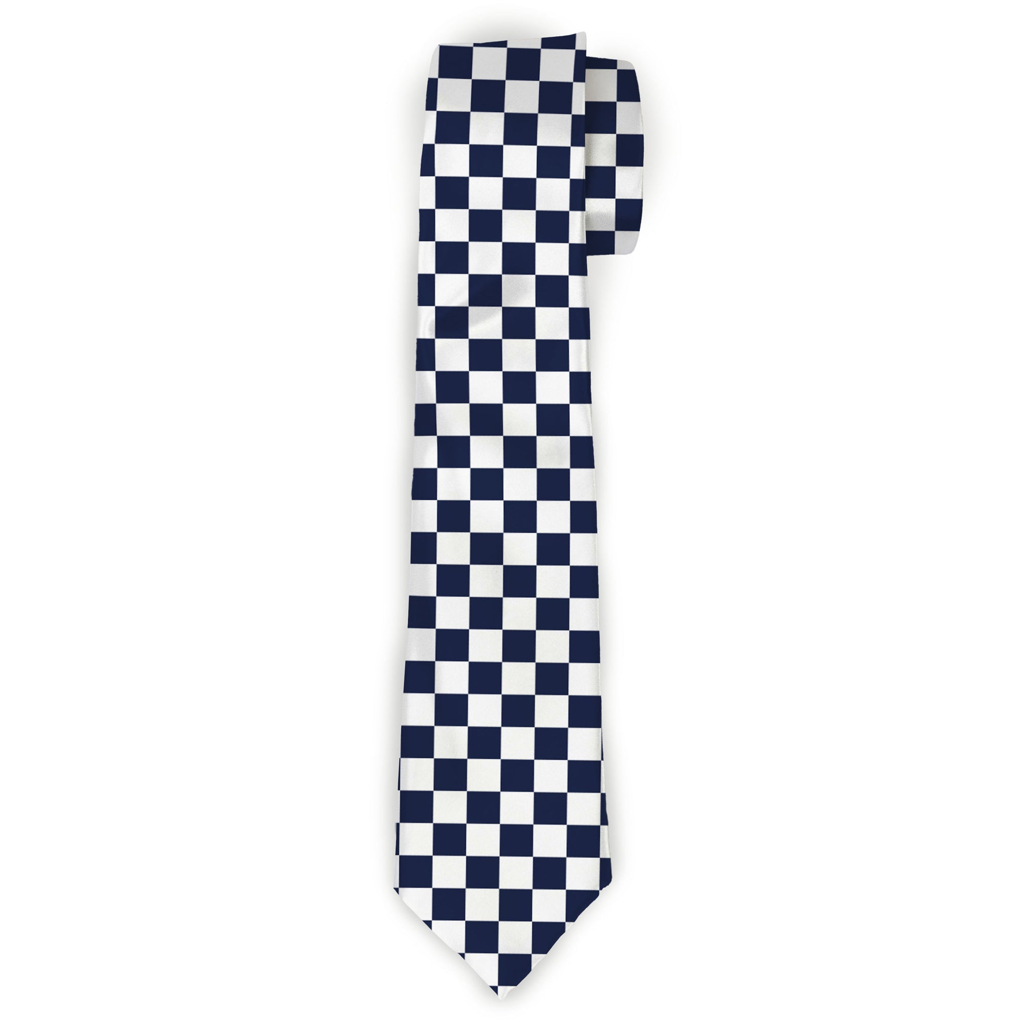 Buckle-Down Necktie - Checker Midnight Blue/White Neckties Buckle-Down