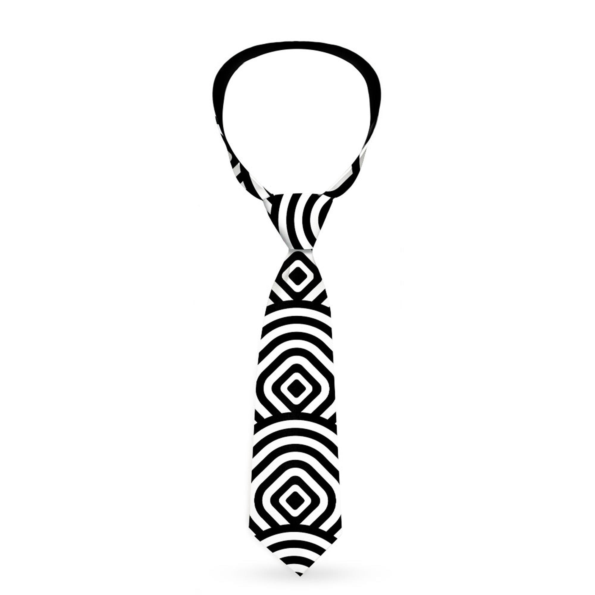 Buckle-Down Necktie - Square Target White/Black Neckties Buckle-Down