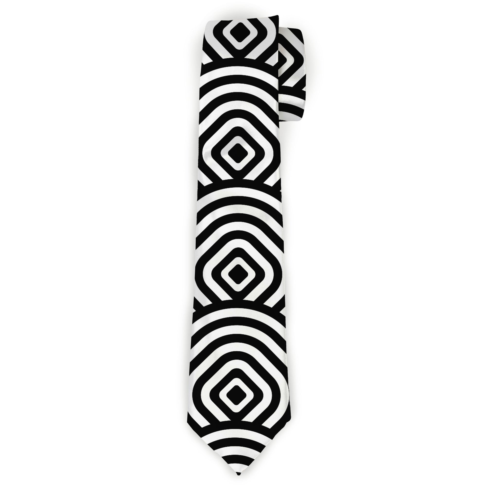Buckle-Down Necktie - Square Target White/Black Neckties Buckle-Down