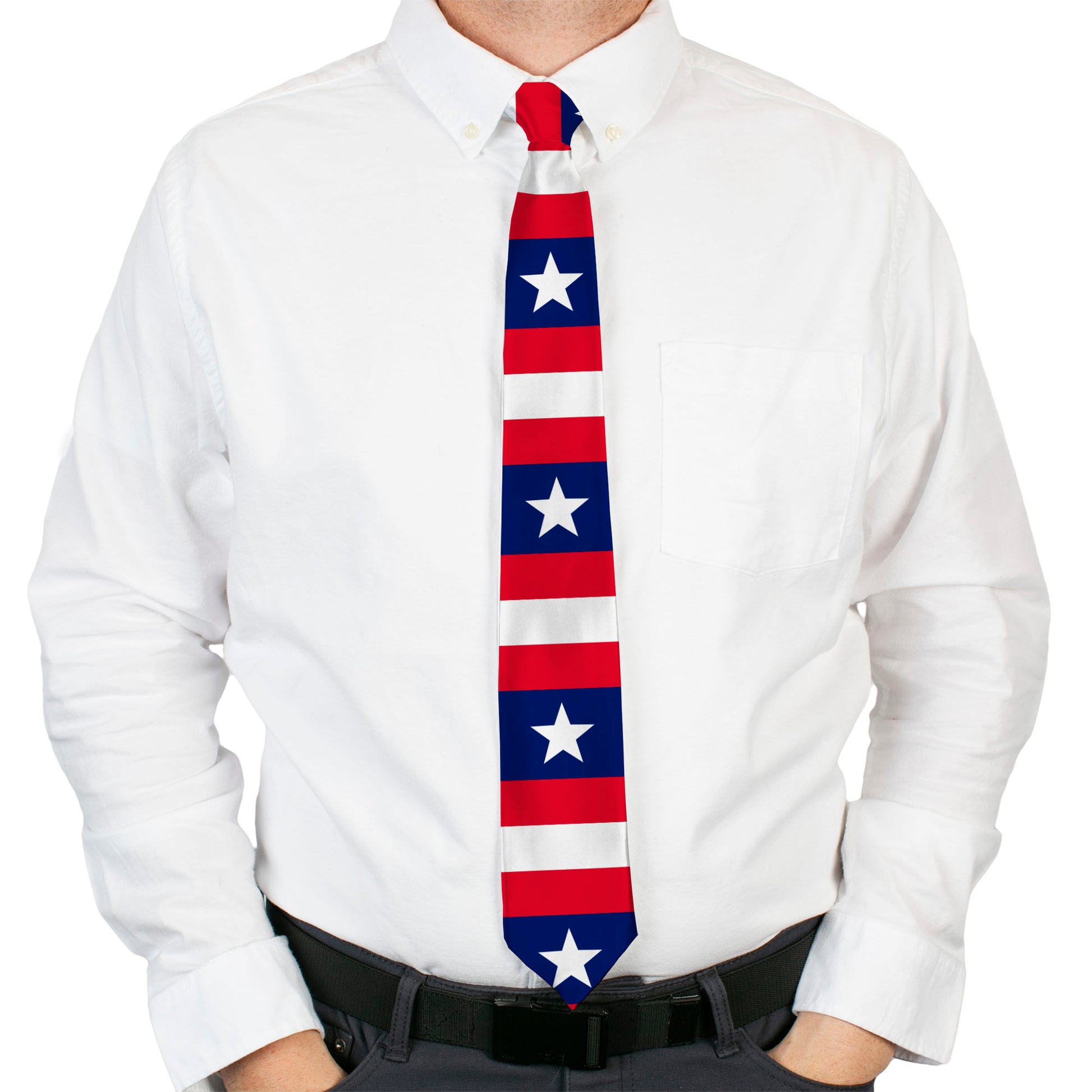 Buckle-Down Necktie - Stars & Stripes Ribbon Red/Blue/White Neckties Buckle-Down