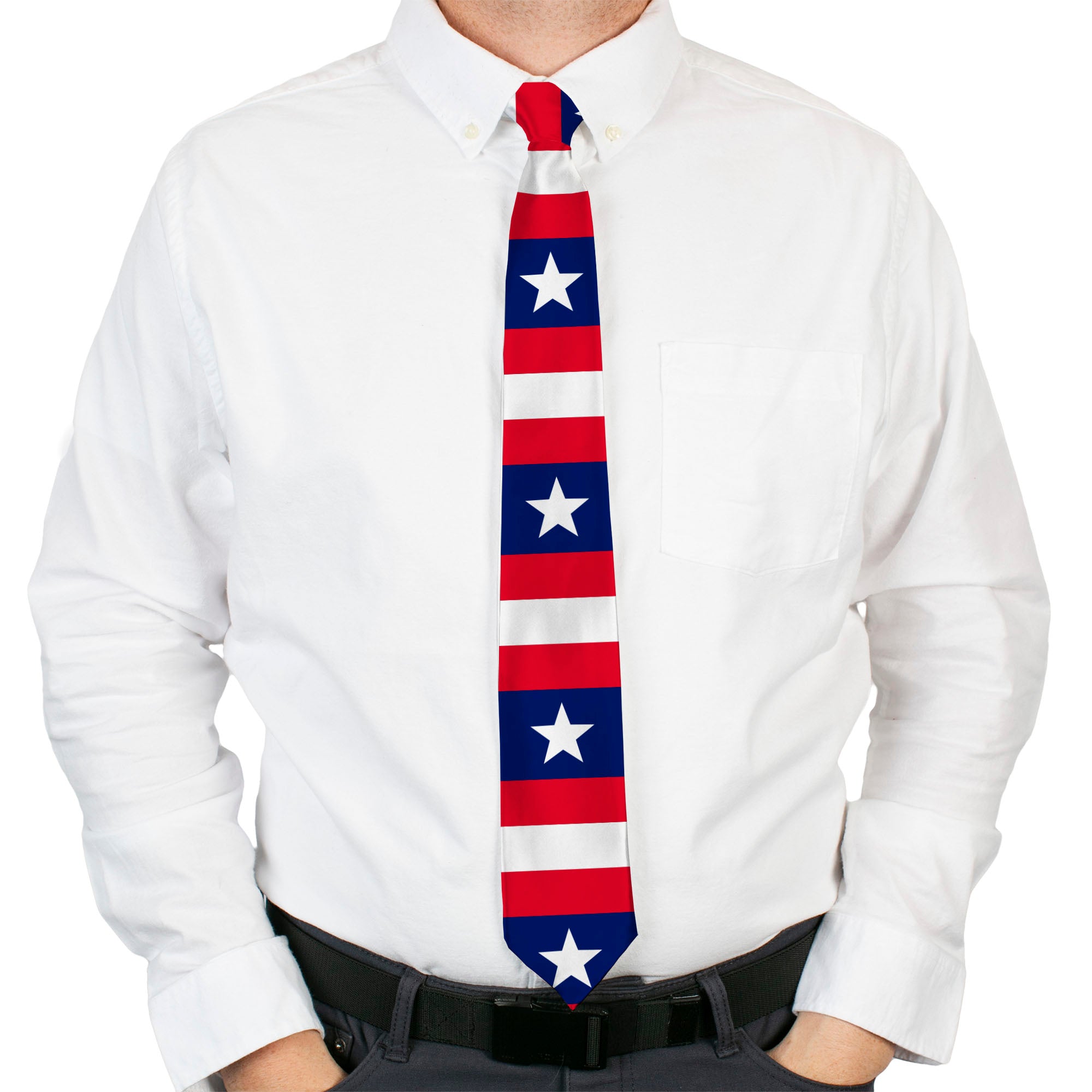 Buckle-Down Necktie - Stars & Stripes Ribbon Red/Blue/White Neckties Buckle-Down