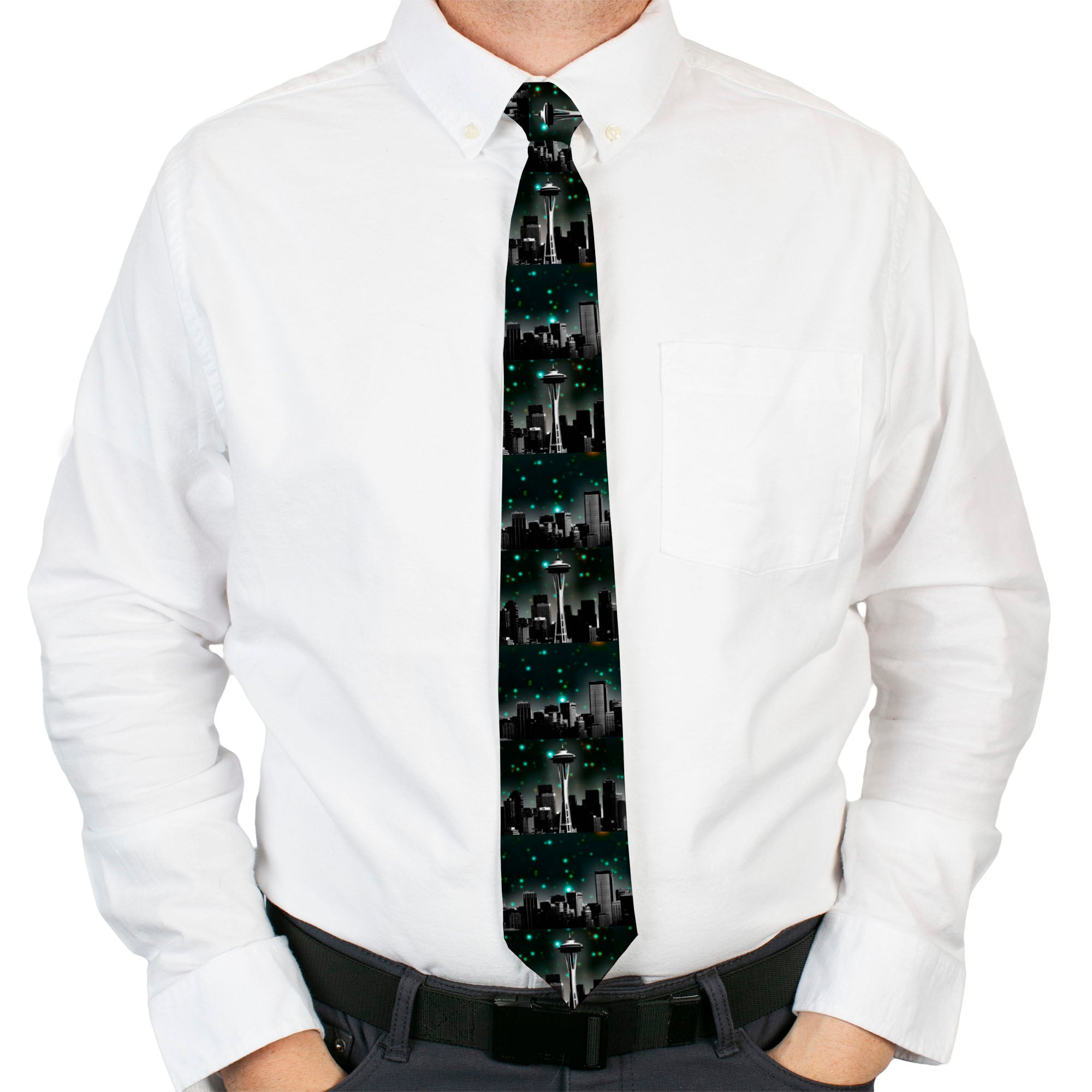 Buckle-Down Necktie - Seattle Vivid Skyline/Space Dust Neckties Buckle-Down