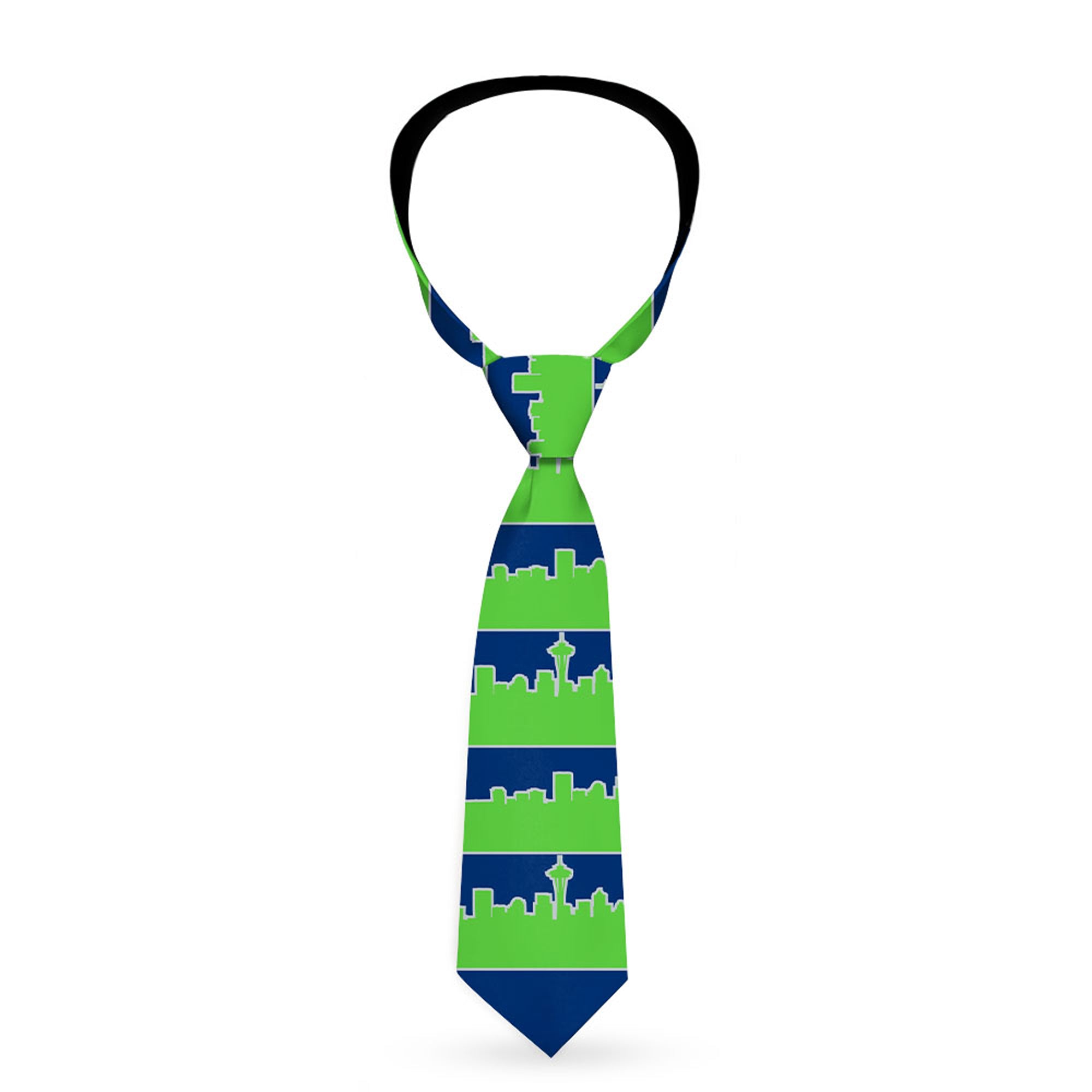 Buckle-Down Necktie - Seattle Skyline Navy/Gray/Green Neckties Buckle-Down