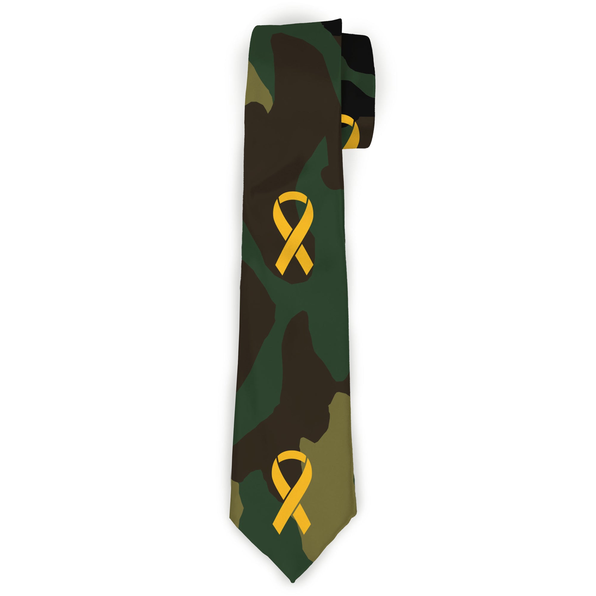 Buckle-Down Necktie - Support Our Troops Camo Olive/Yellow Ribbon Neckties Buckle-Down