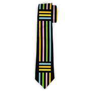 Buckle-Down Necktie - Stripe Blocks Black/Multi Pastel Neckties Buckle-Down