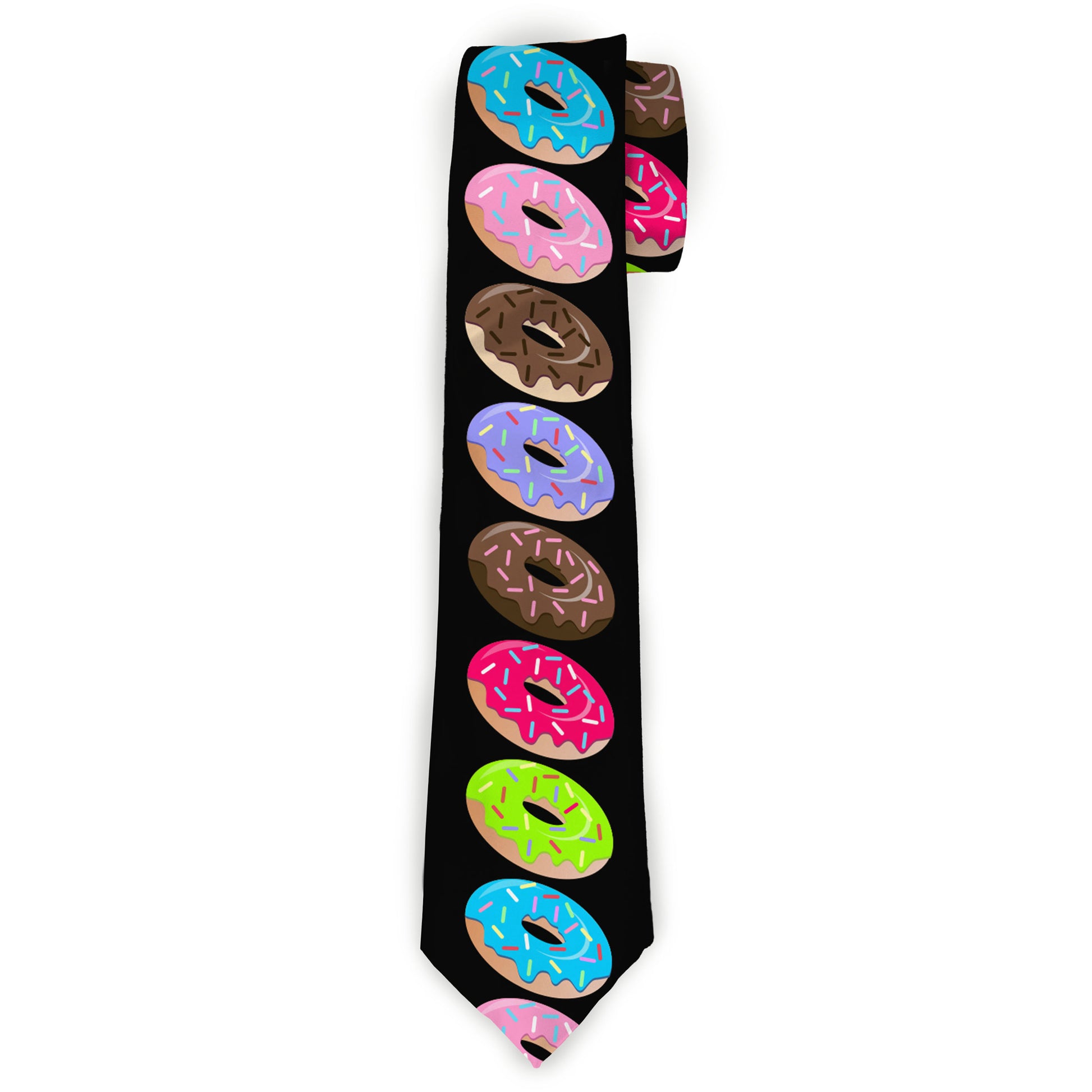 Buckle-Down Necktie - Sprinkle Donuts Black/Multi Color Neckties Buckle-Down