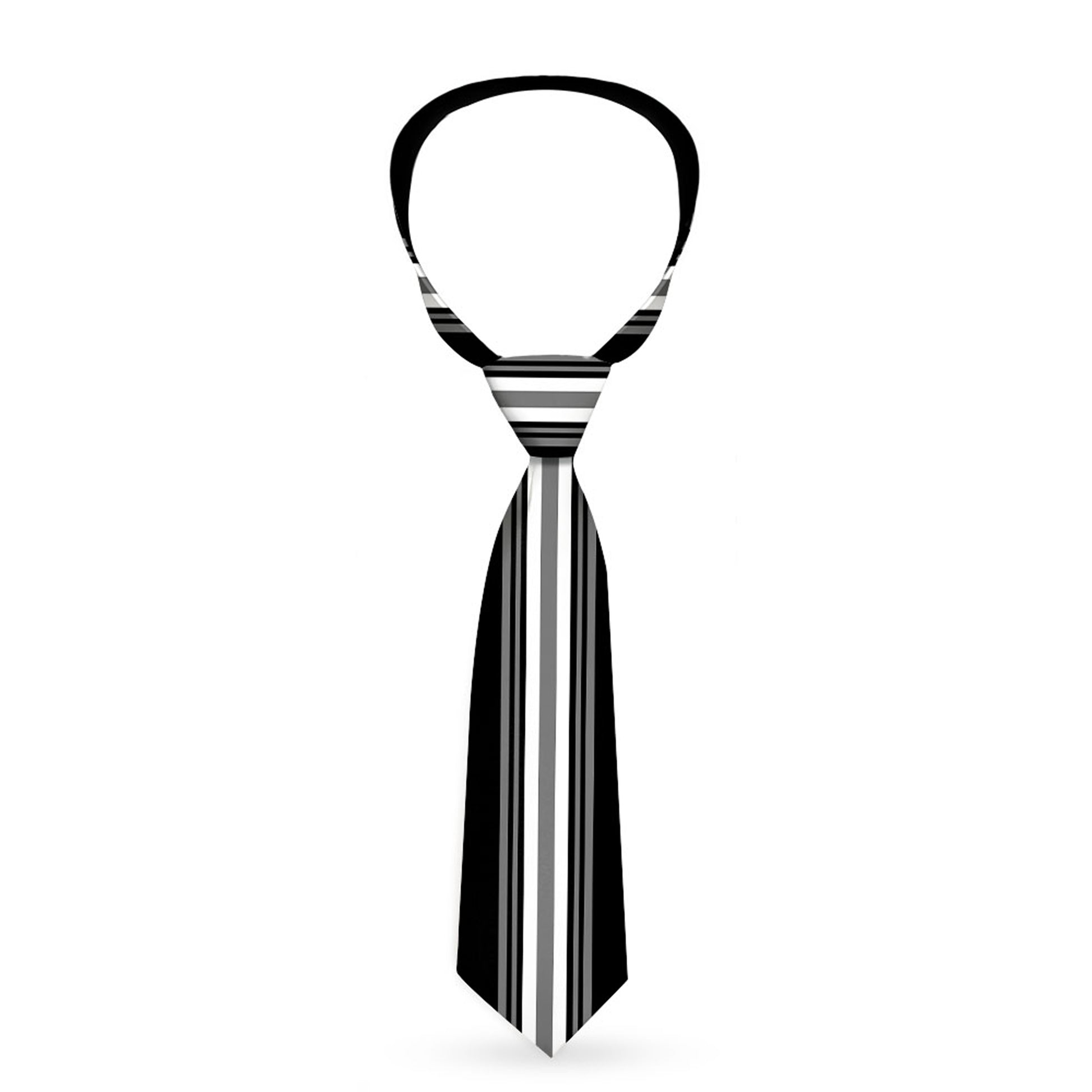 Buckle-Down Necktie - Striped Black/Gray/White Neckties Buckle-Down