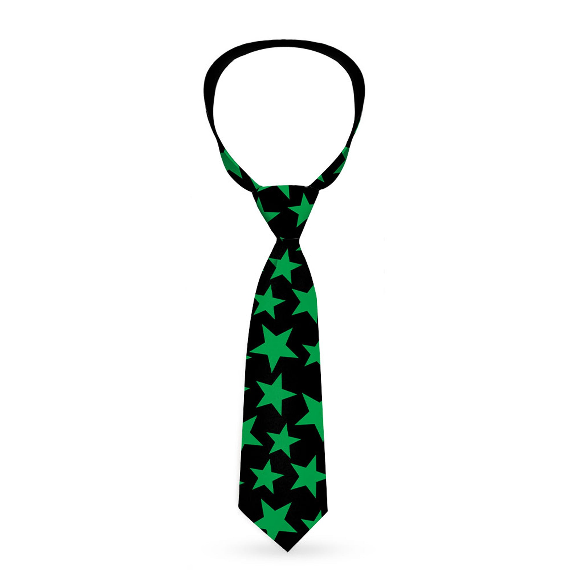 Buckle-Down Necktie - Stars Scattered Black/Green Neckties Buckle-Down