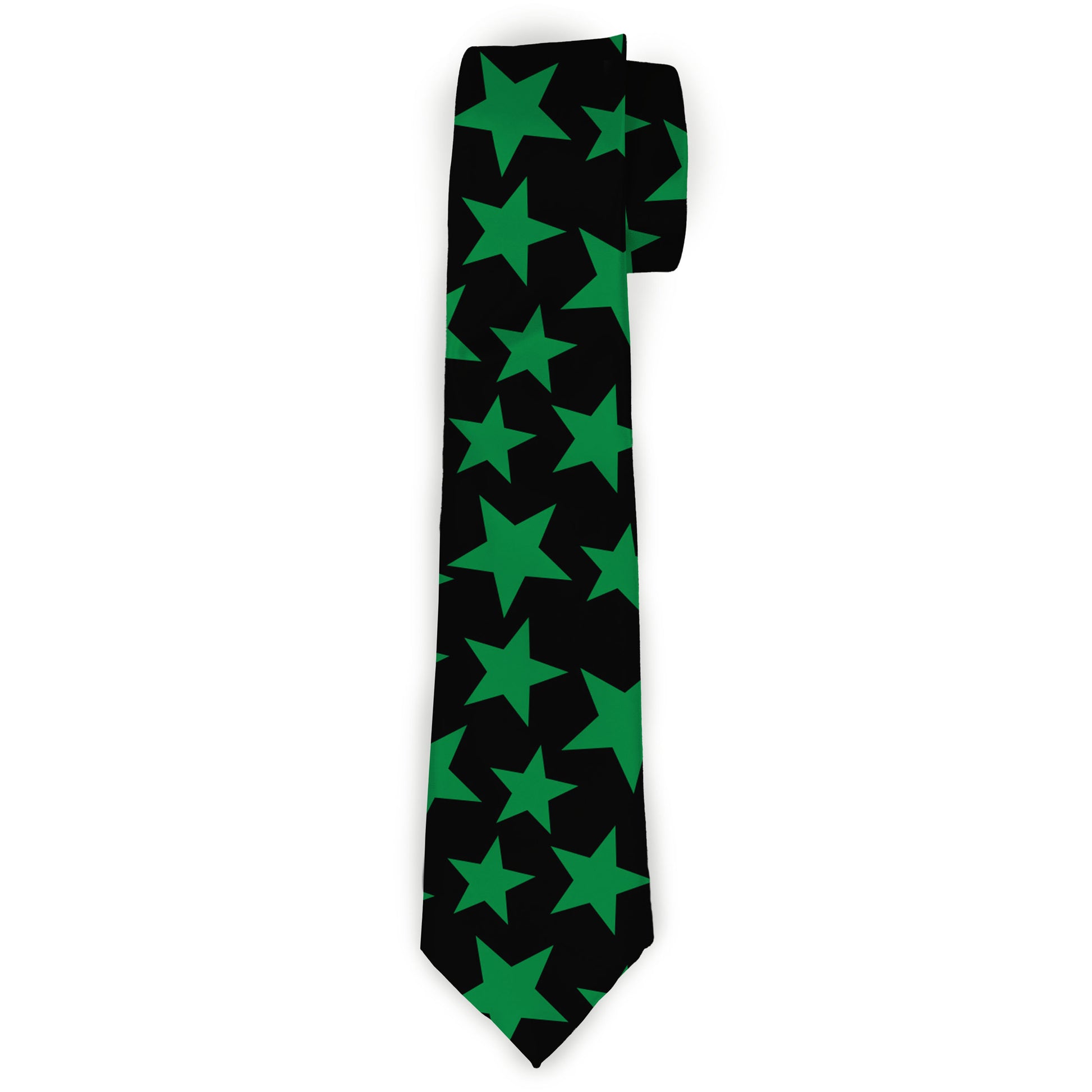 Buckle-Down Necktie - Stars Scattered Black/Green Neckties Buckle-Down