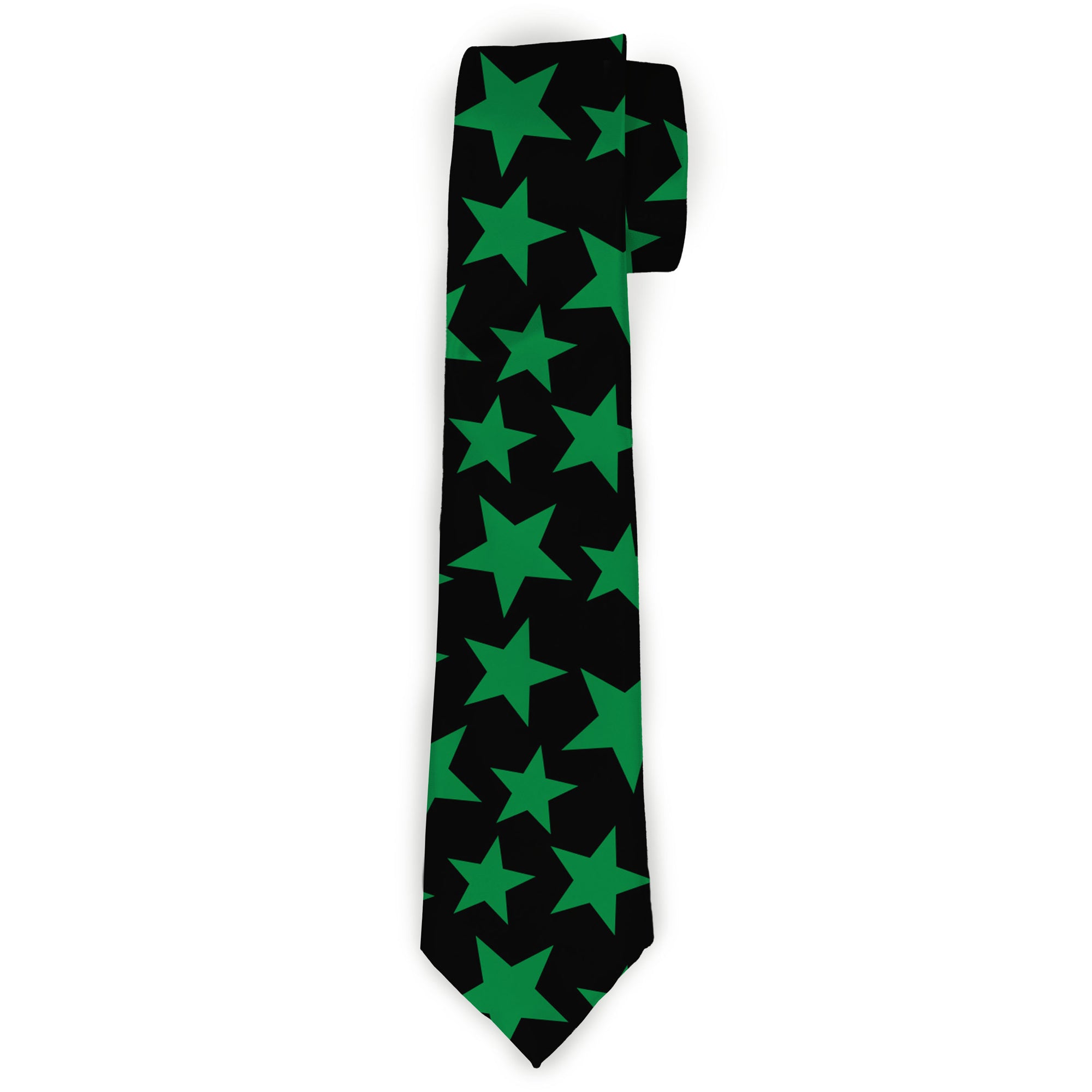 Buckle-Down Necktie - Stars Scattered Black/Green Neckties Buckle-Down