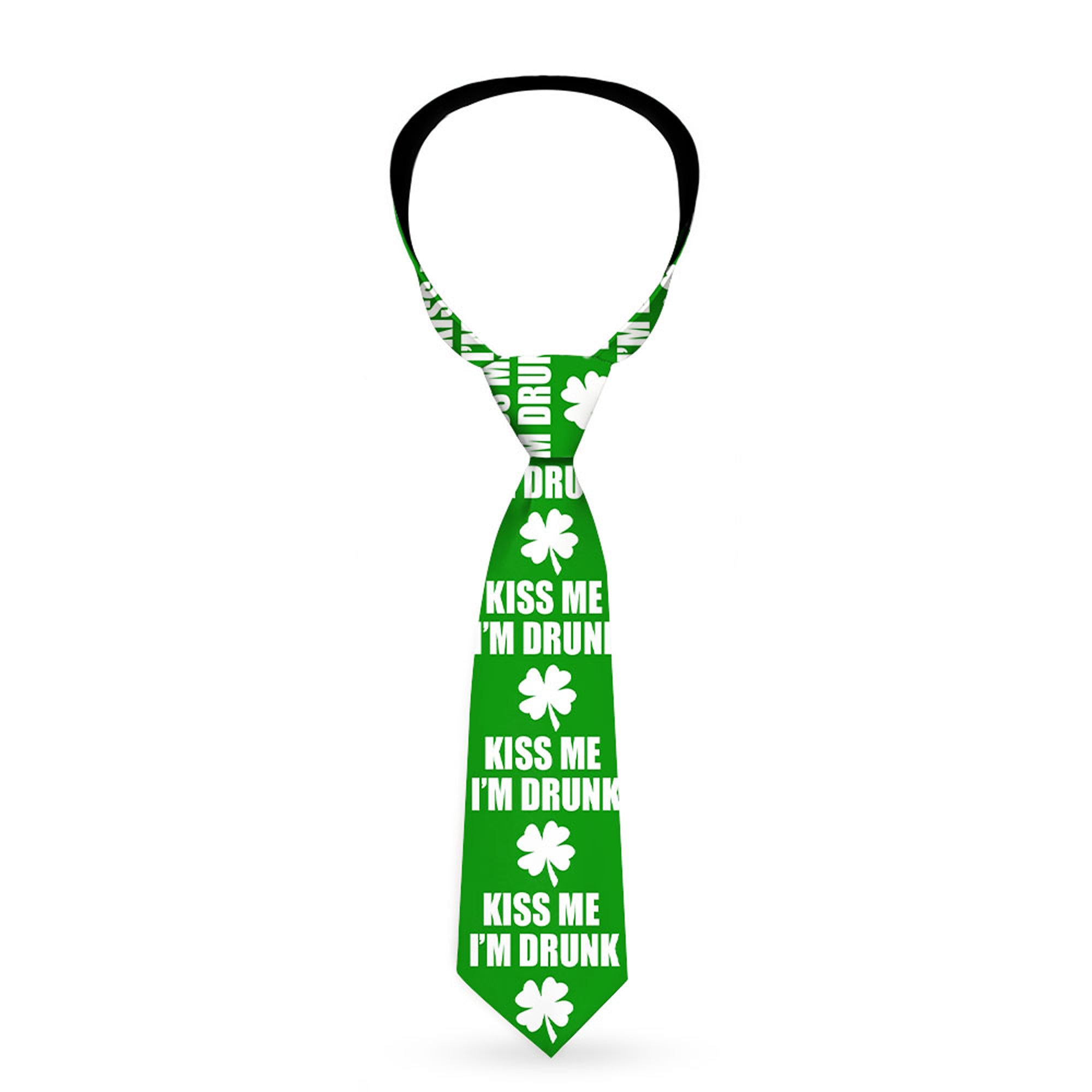 Buckle-Down Necktie - St. Pat's KISS ME I'M DRUNK/Shamrock Green/White Neckties Buckle-Down