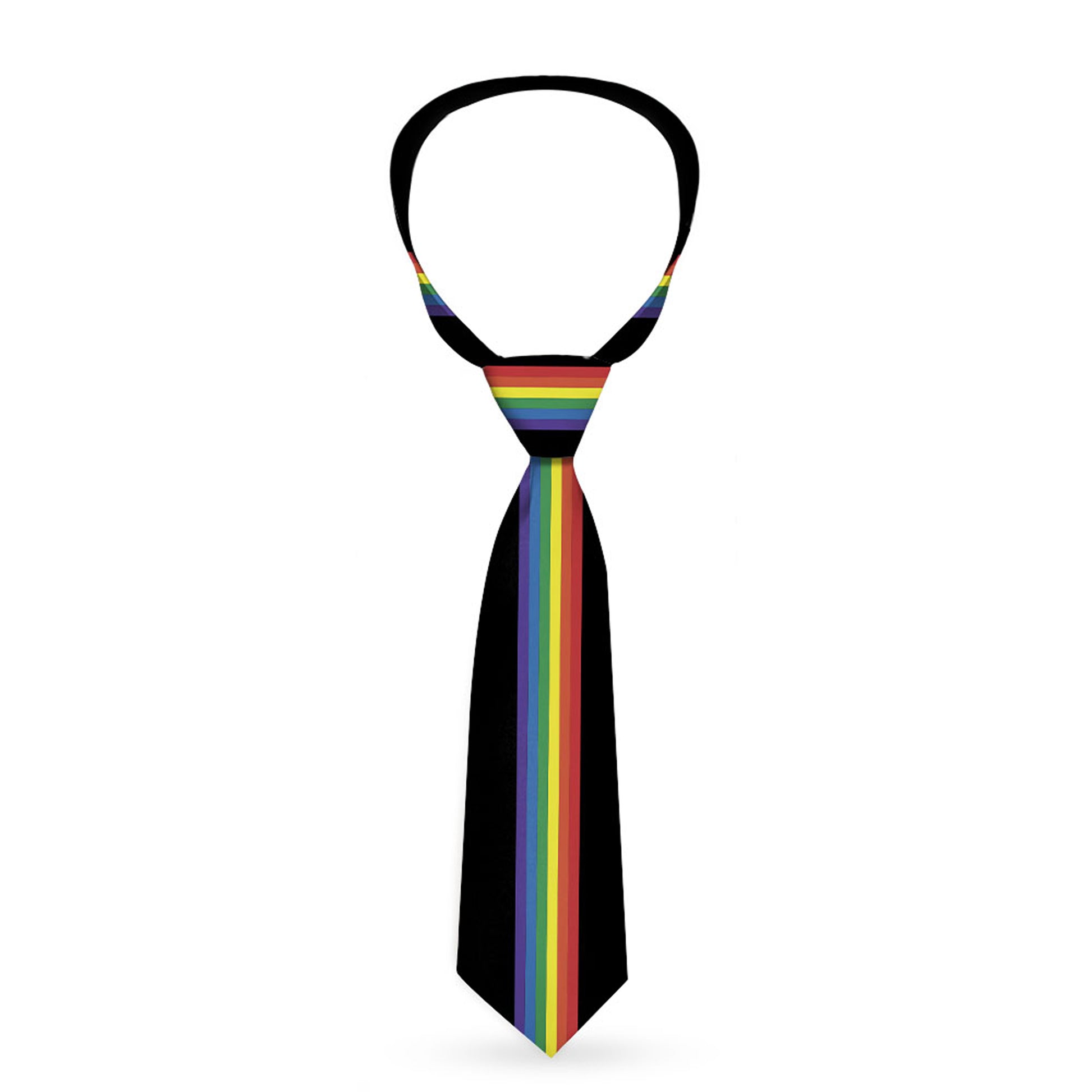 Buckle-Down Necktie - Stripe Black/Rainbow Neckties Buckle-Down