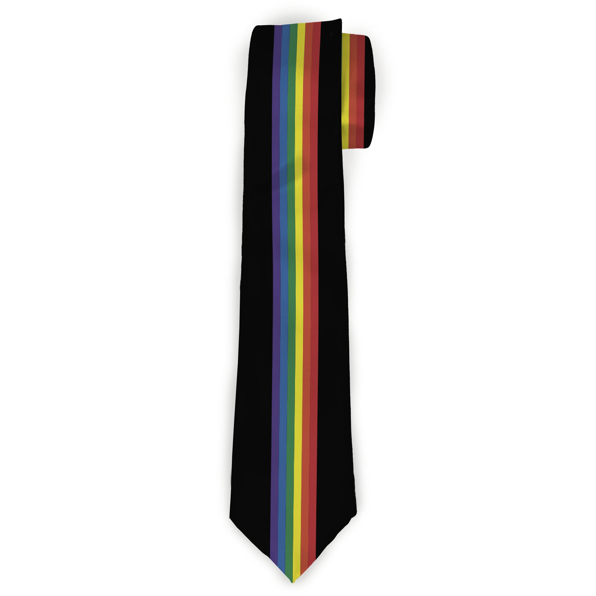 Buckle-Down Necktie - Stripe Black/Rainbow Neckties Buckle-Down