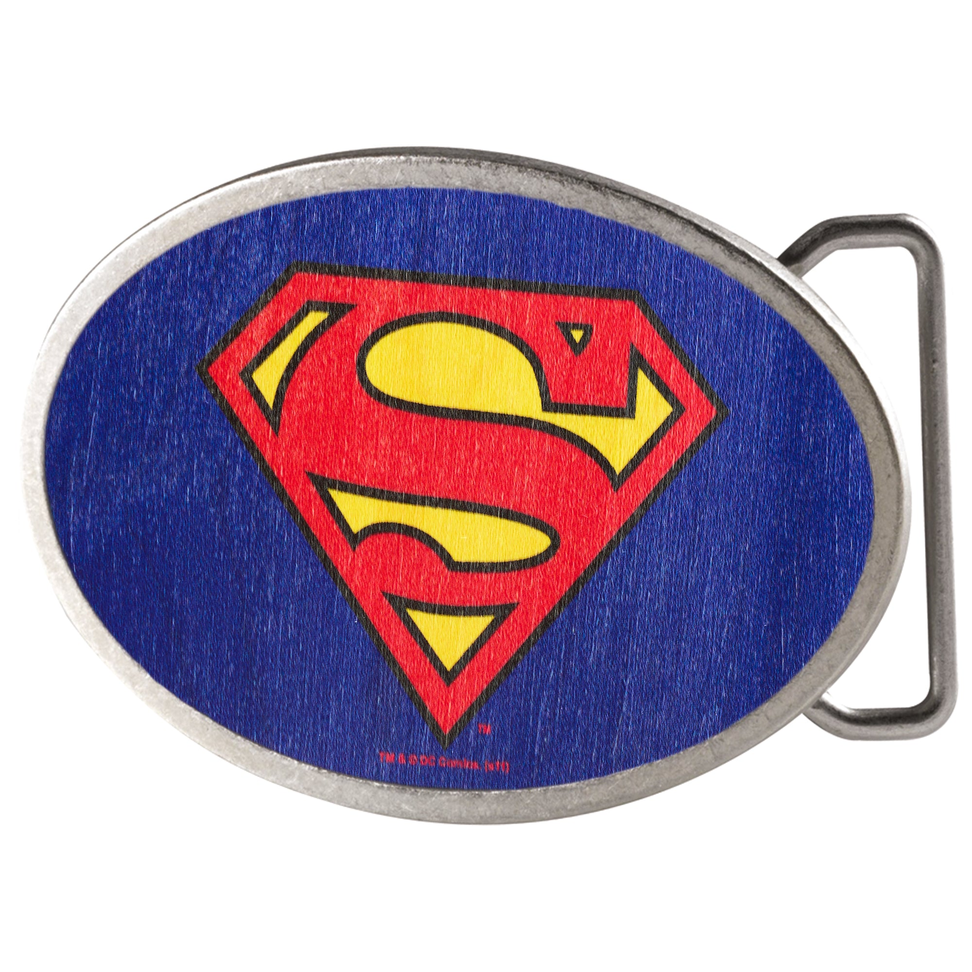 Superman Framed FCWood Blue - Matte Oval Rock Star Buckle Belt Buckles DC Comics