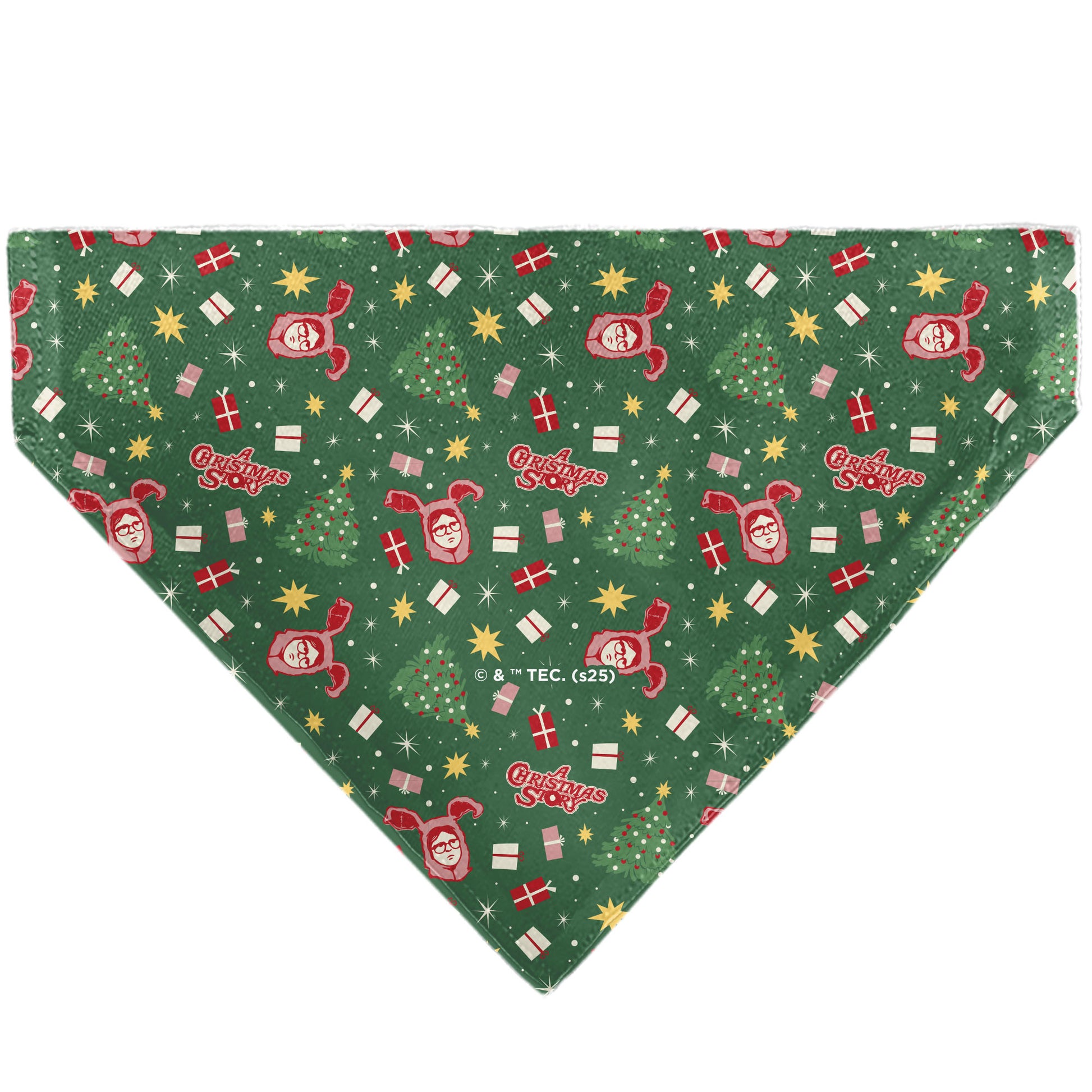 Pet Bandana - A CHRISTMAS STORY Icons and Title Logo Collage Greens/Reds Pet Bandanas A Christmas Story