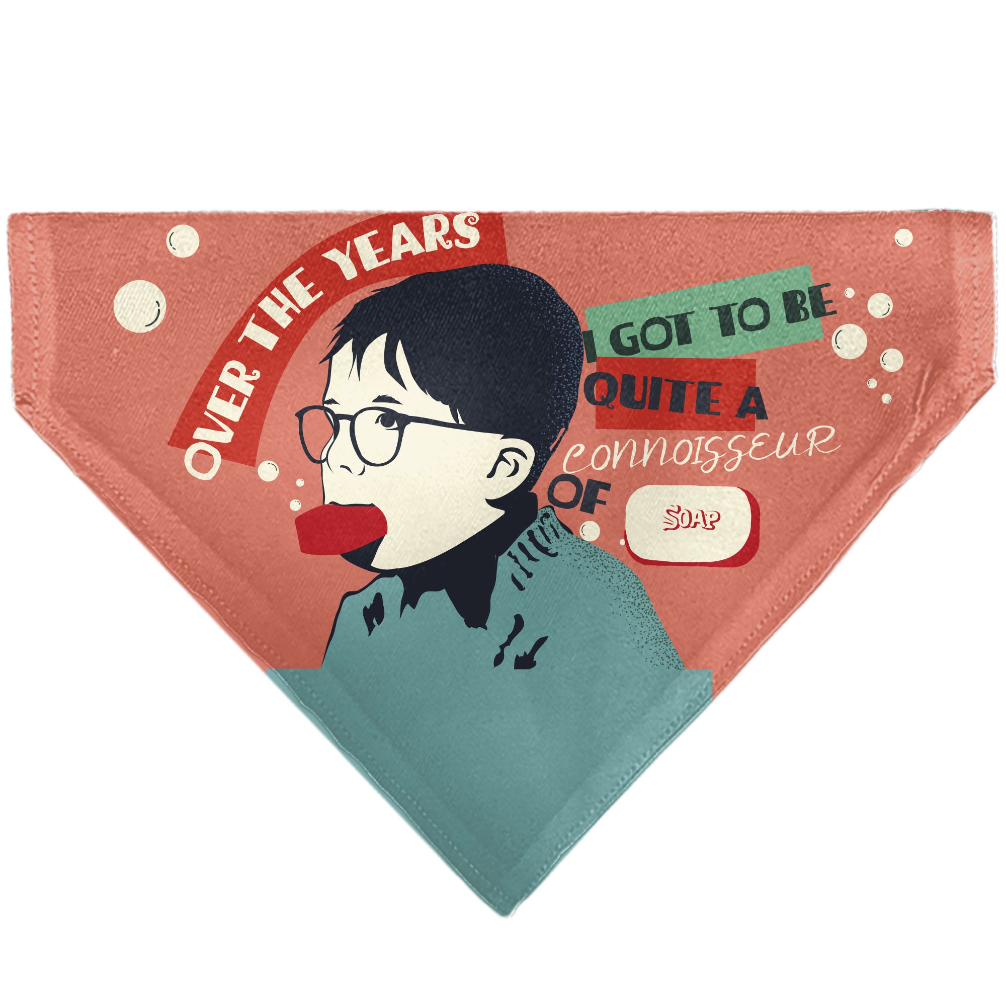 Pet Bandana - A CHRISTMAS STORY Icons and Title Logo Collage Greens/Reds Pet Bandanas A Christmas Story