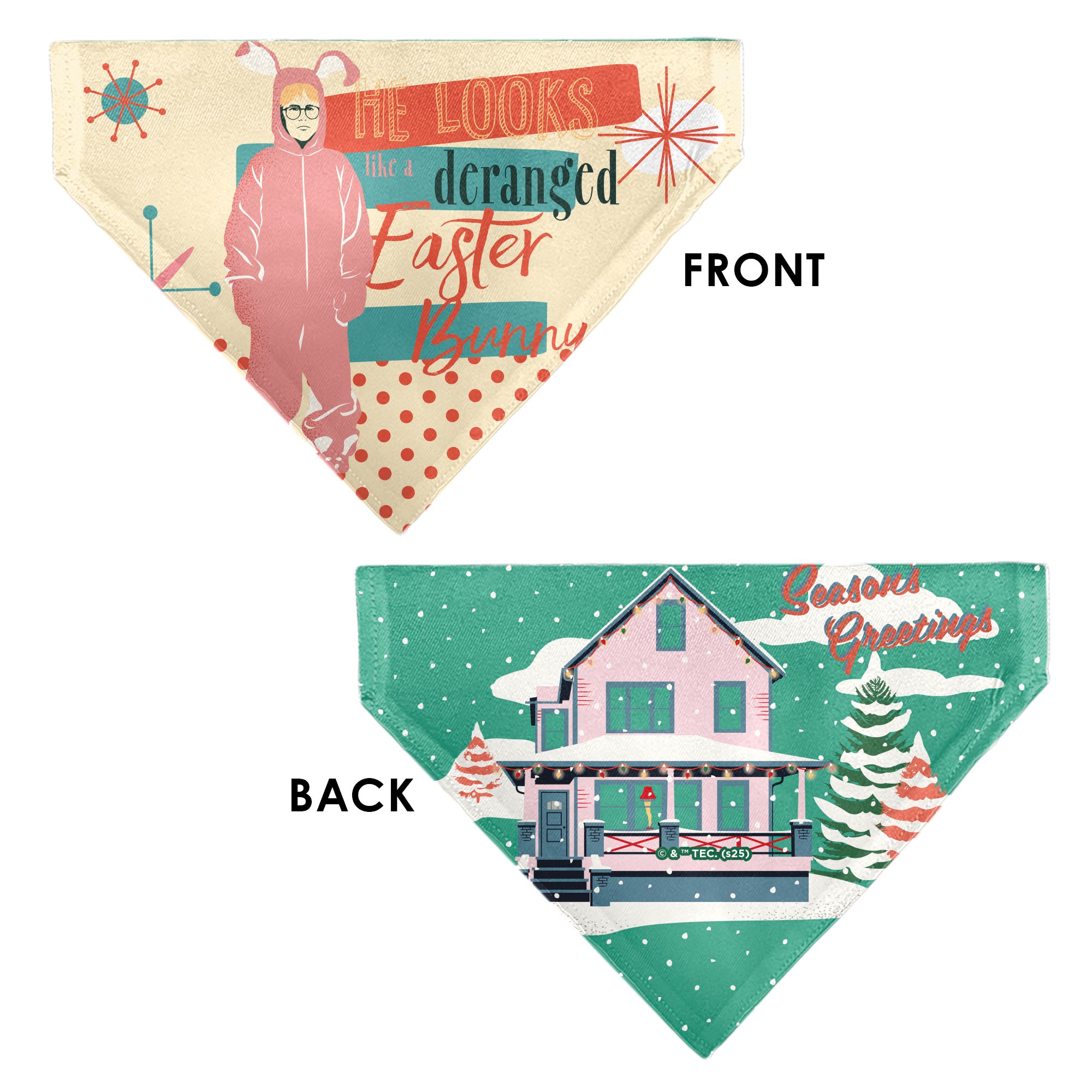 Pet Bandana - A Christmas Story Easter Bunny Ralphie Pose and House Pastels Pet Bandanas A Christmas Story