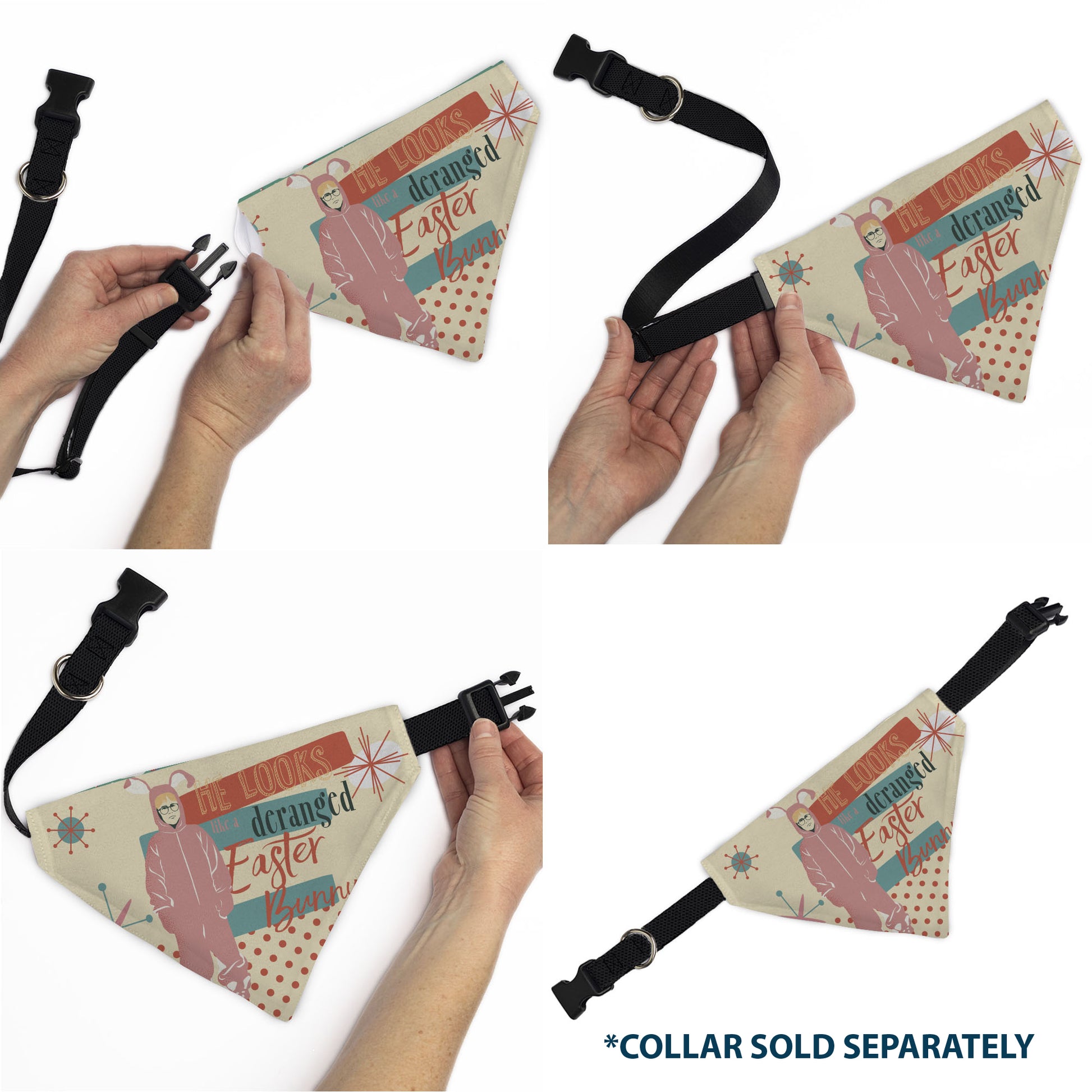 Pet Bandana - A Christmas Story Easter Bunny Ralphie Pose and House Pastels Pet Bandanas A Christmas Story