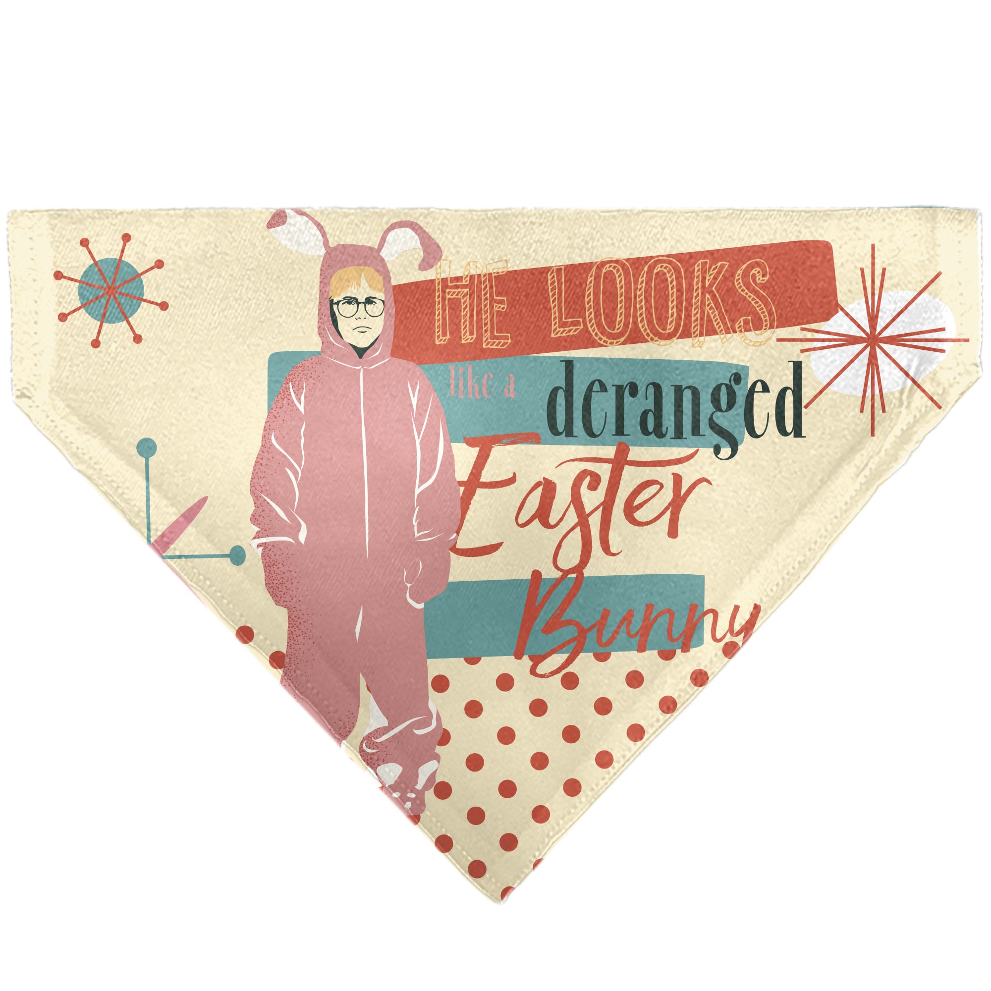 Pet Bandana - A Christmas Story Easter Bunny Ralphie Pose and House Pastels Pet Bandanas A Christmas Story