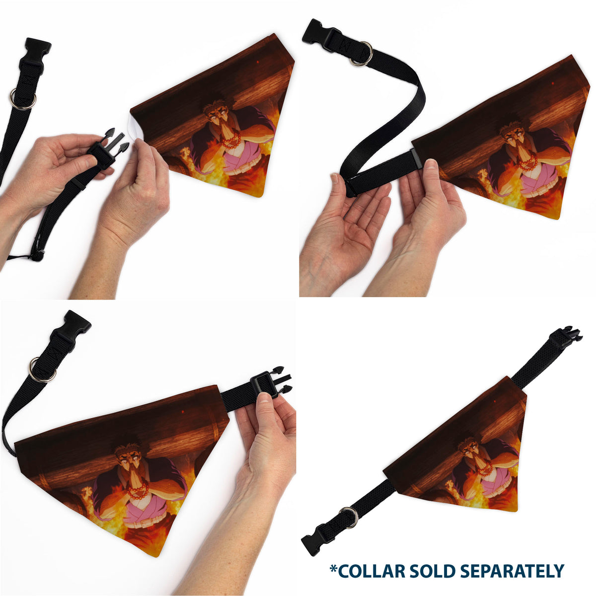 Pet Bandana - Demon Slayer Gyomei Himejima Prayer Pose Scene Pet Bandanas Demon Slayer