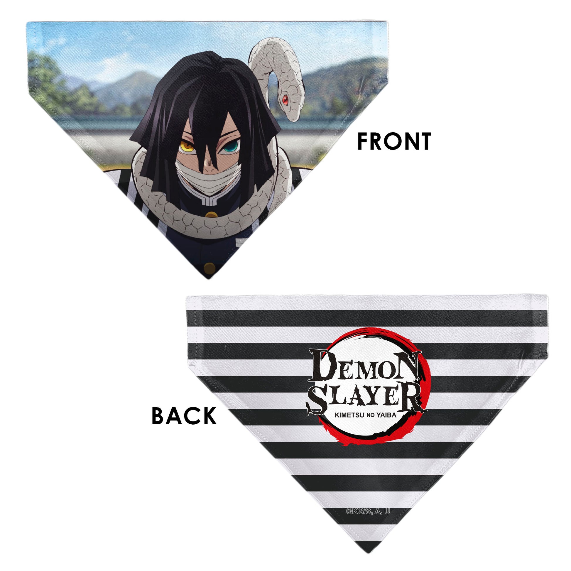 Pet Bandana - Demon Slayer Obanai Iguro Serpent Pose Scene Pet Bandanas Demon Slayer