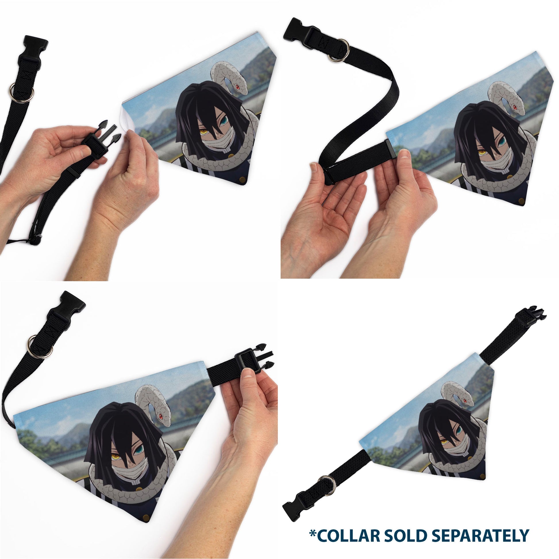 Pet Bandana - Demon Slayer Obanai Iguro Serpent Pose Scene Pet Bandanas Demon Slayer