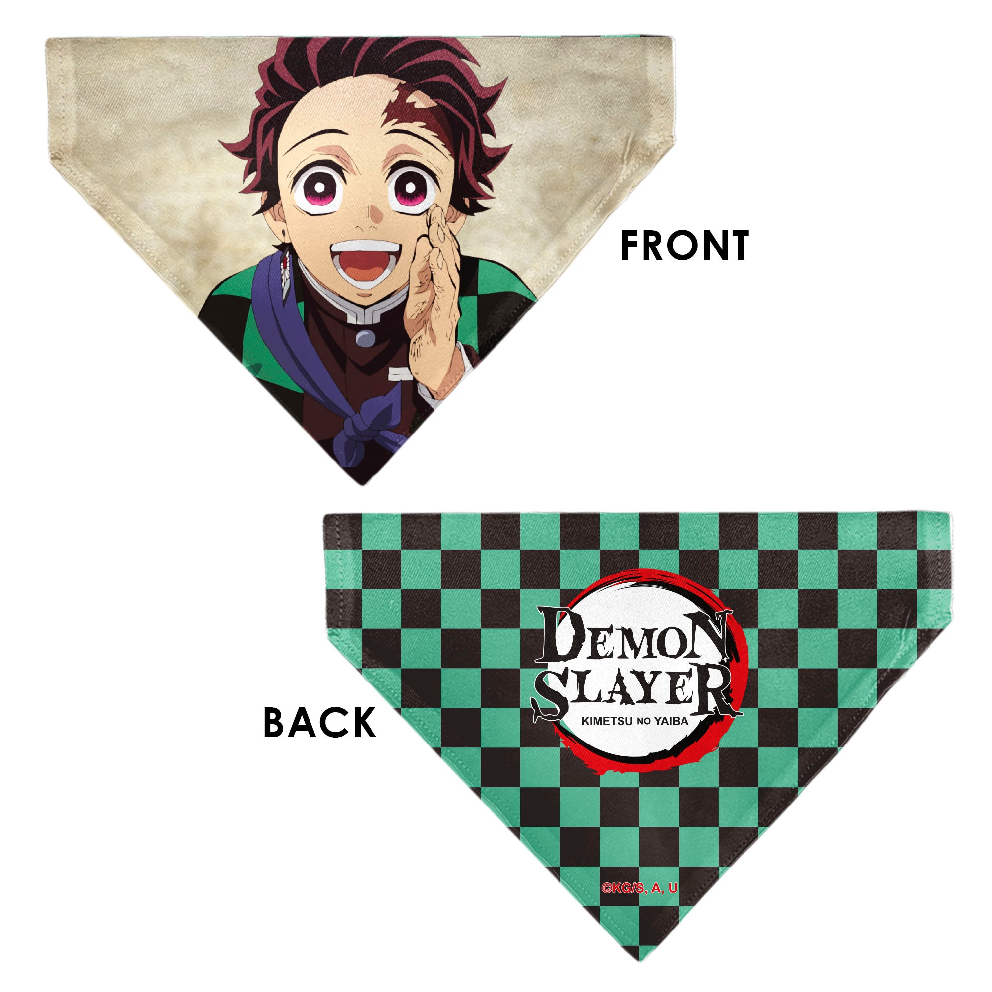 Pet Bandana - Demon Slayer Tanjiro Kamado Smiling Pose Tan Pet Bandanas Demon Slayer