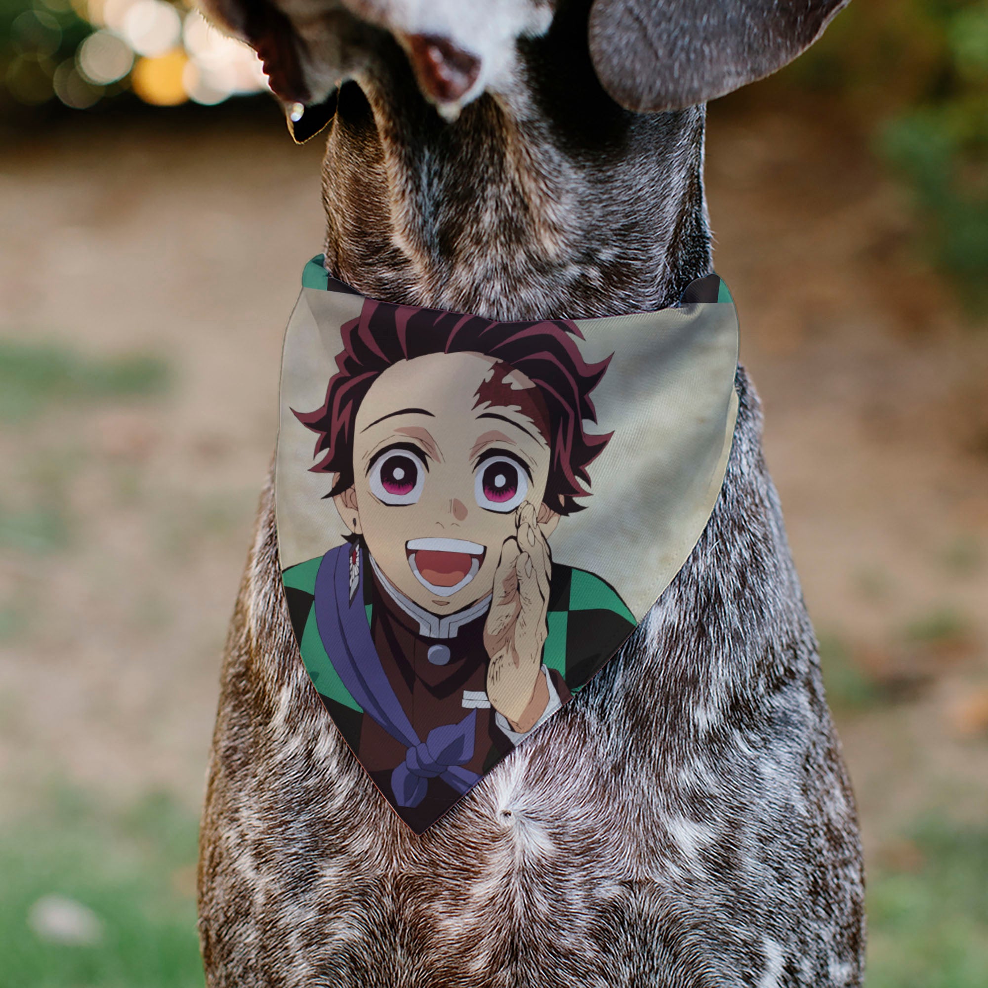 Pet Bandana - Demon Slayer Tanjiro Kamado Smiling Pose Tan Pet Bandanas Demon Slayer