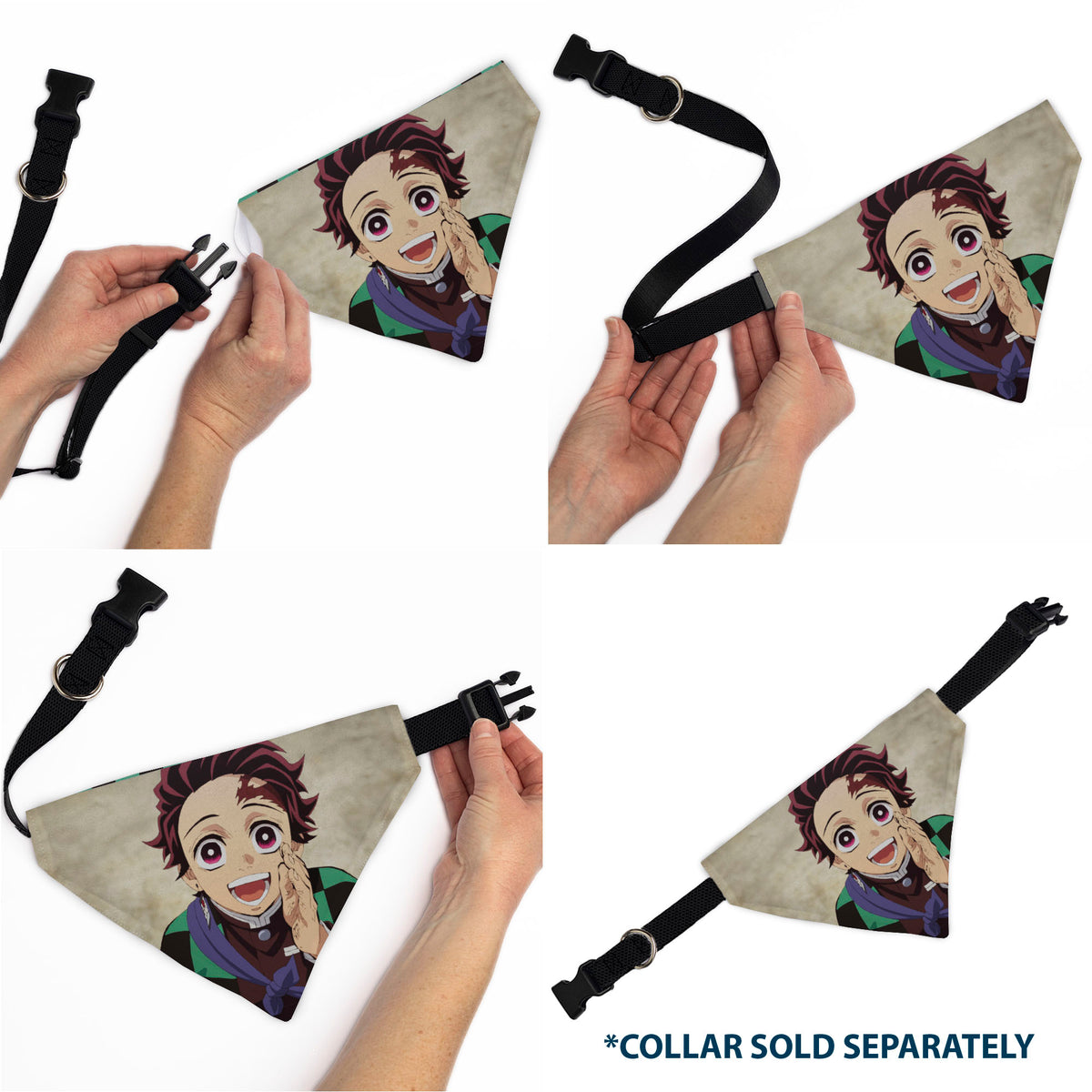 Pet Bandana - Demon Slayer Tanjiro Kamado Smiling Pose Tan Pet Bandanas Demon Slayer
