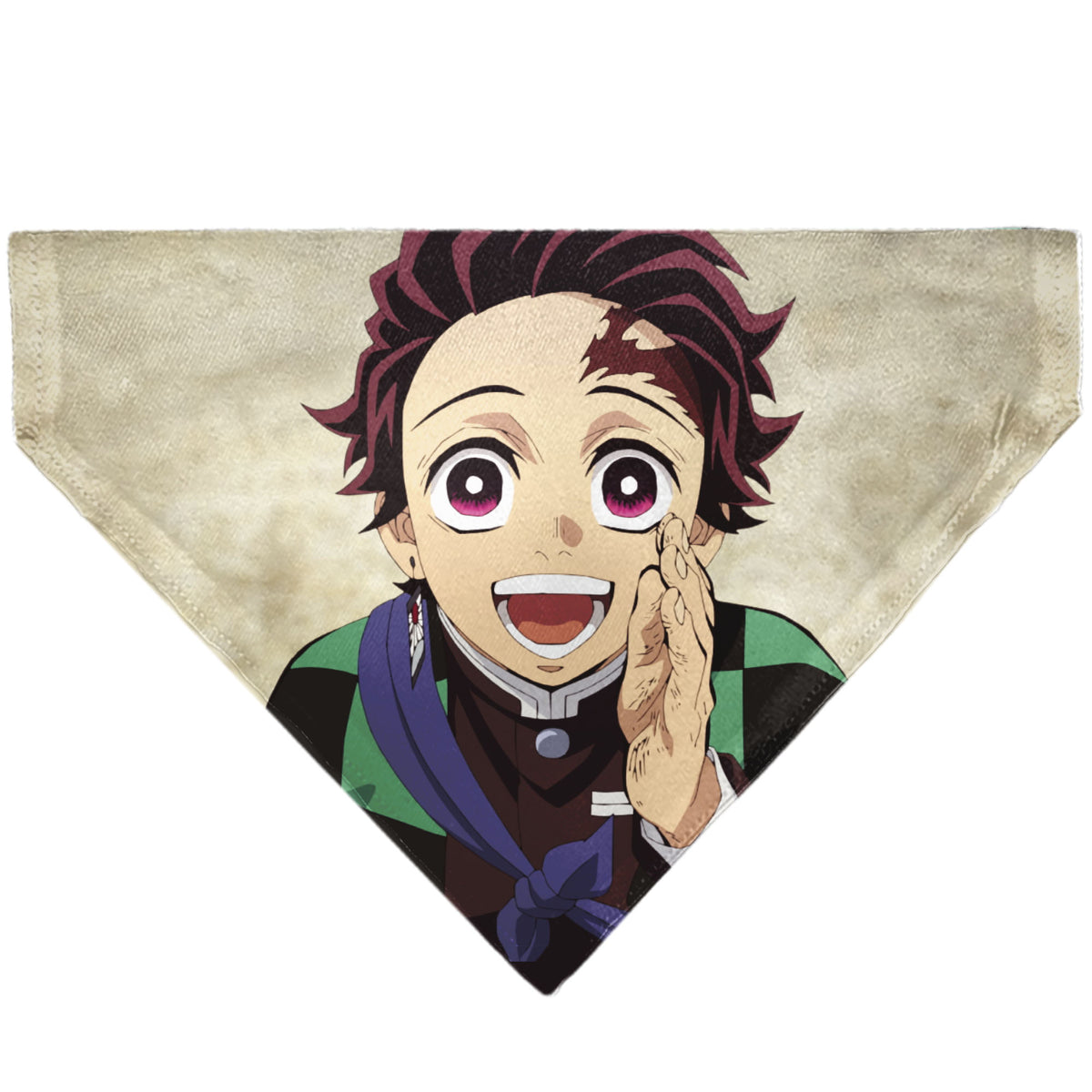 Pet Bandana - Demon Slayer Tanjiro Kamado Smiling Pose Tan Pet Bandanas Demon Slayer