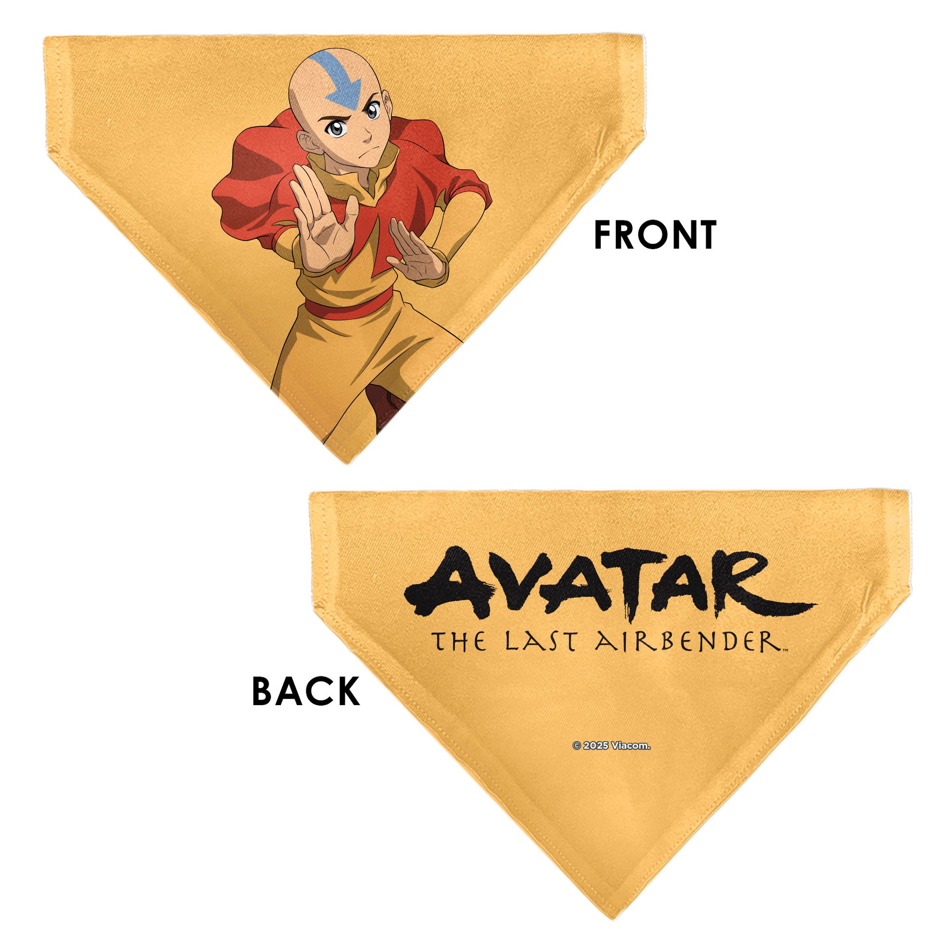 Pet Bandana - AVATAR THE LAST AIRBENDER Action Pose and Title Logo Yellow Pet Bandanas Avatar The Last Airbender