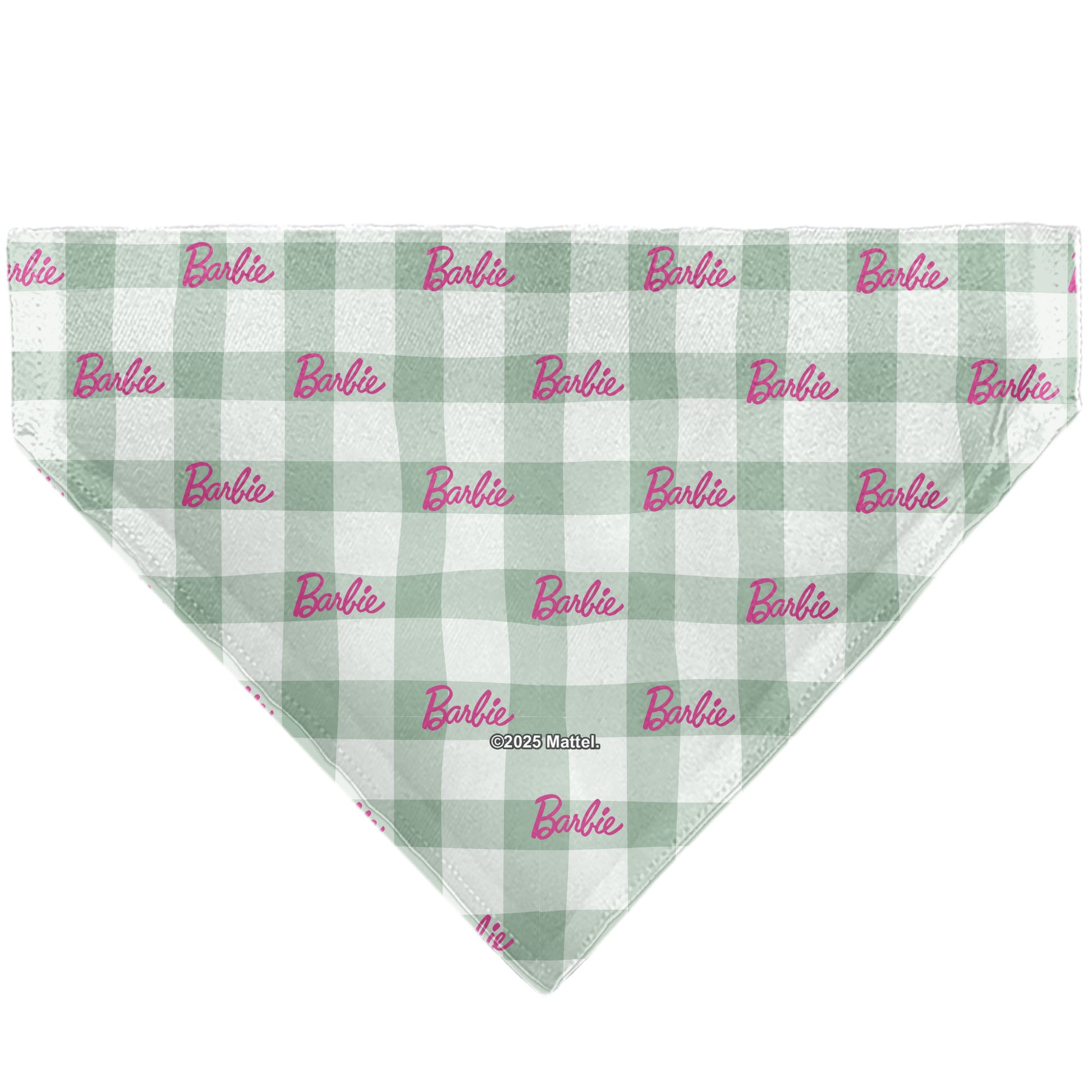 Pet Bandana - BARBIE Script Plaid Beige/Olive/Pink Pet Bandanas Barbie