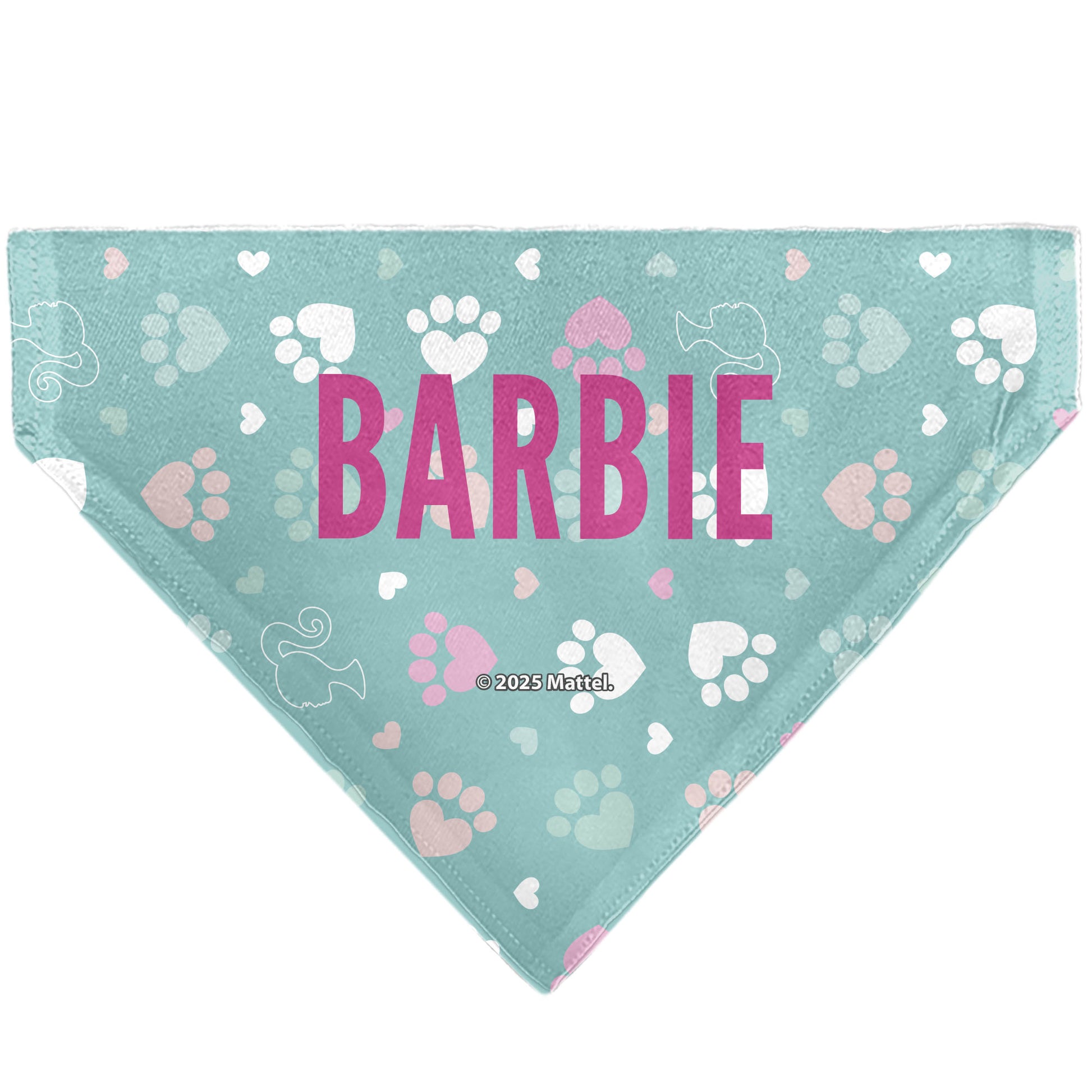 Pet Bandana - BARBIE Bold Text Paw Print Icons Blues/Pinks/White Pet Bandanas Barbie