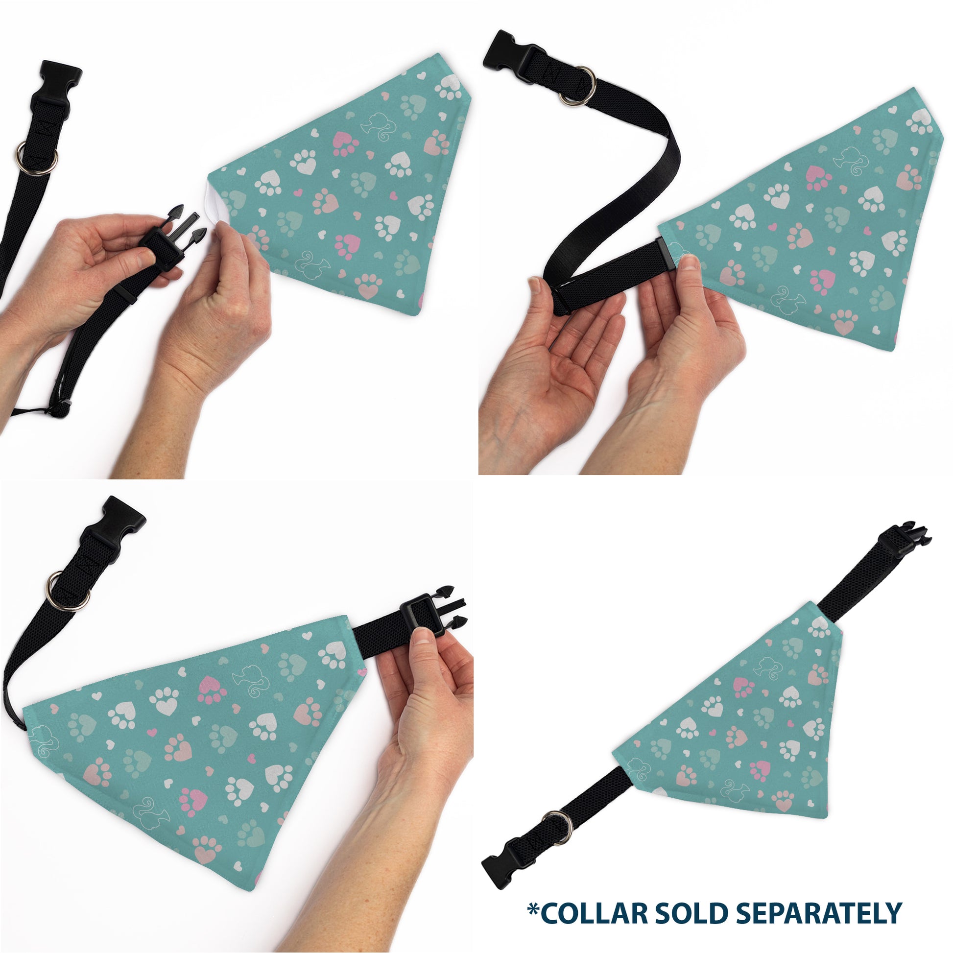 Pet Bandana - BARBIE Bold Text Paw Print Icons Blues/Pinks/White Pet Bandanas Barbie