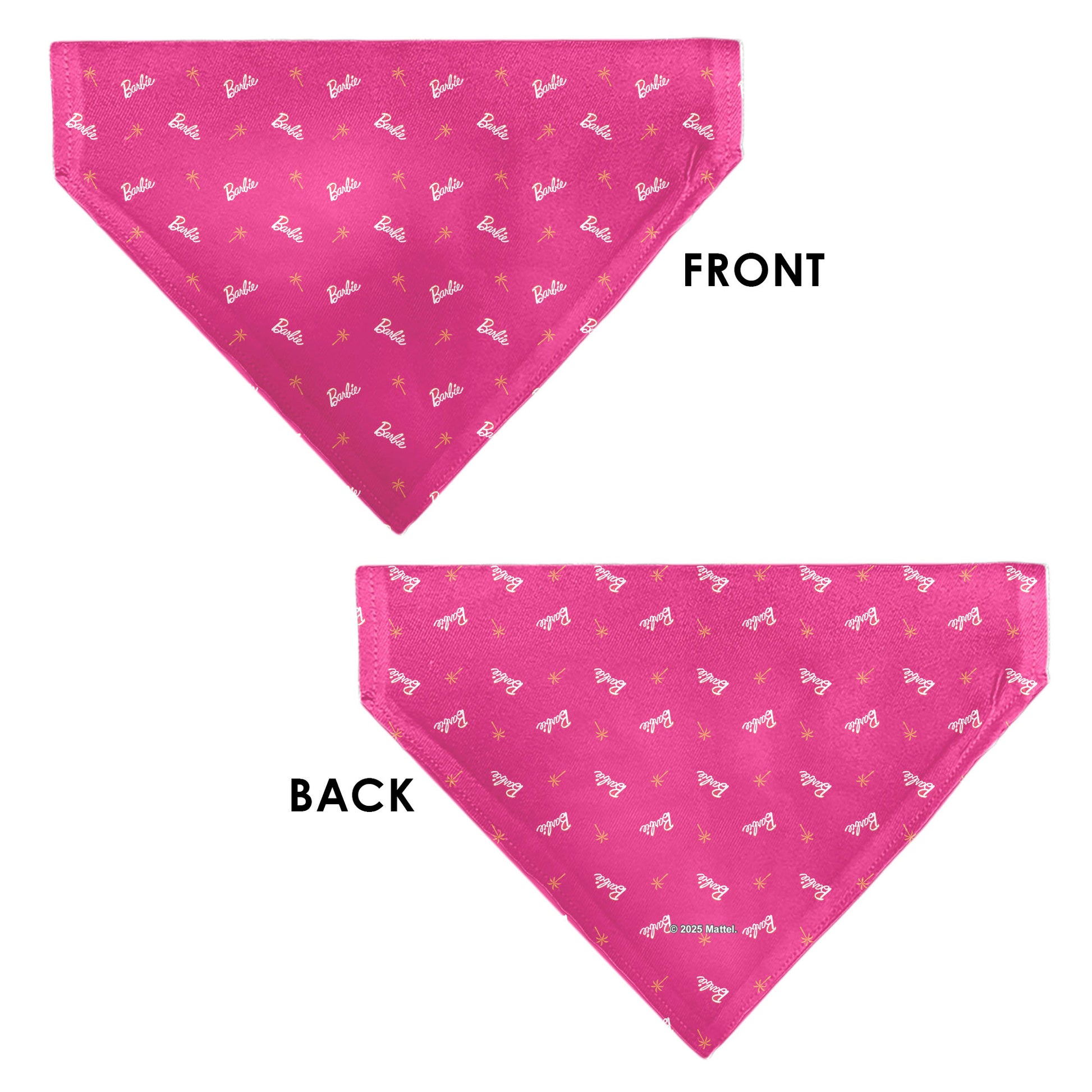 Pet Bandana - BARBIE Script and Palm Tree Icon Pink/White/Orange Pet Bandanas Barbie